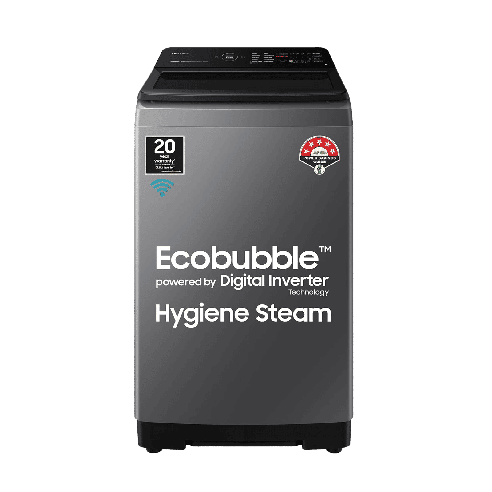 SAMSUNG 8 kg 5 Star Fully Automatic Top Load Washing Machine (WA80BG4582BDTL, In-built Heater, Dark Gray)_1