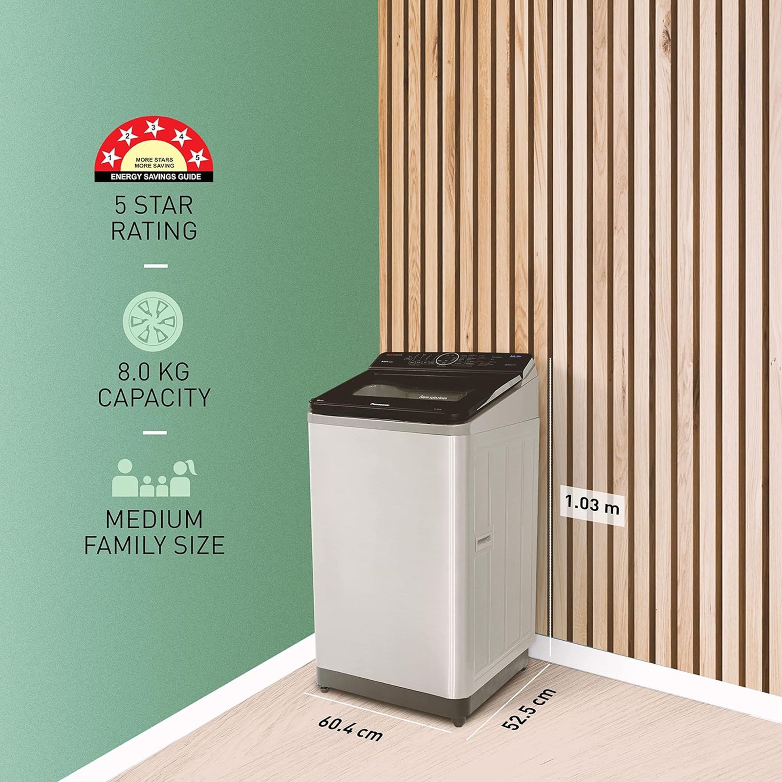 Panasonic 8 kg 5 Star Fully Automatic Top Load Washing Machine (NA-F80V10SRB, In-built Heater, Stainless Steel) Panasonic 8 kg 5 Star Fully Automatic Top Load Washing Machine (NA-F80V10SRB, In-built Heater, Stainless Steel)_12