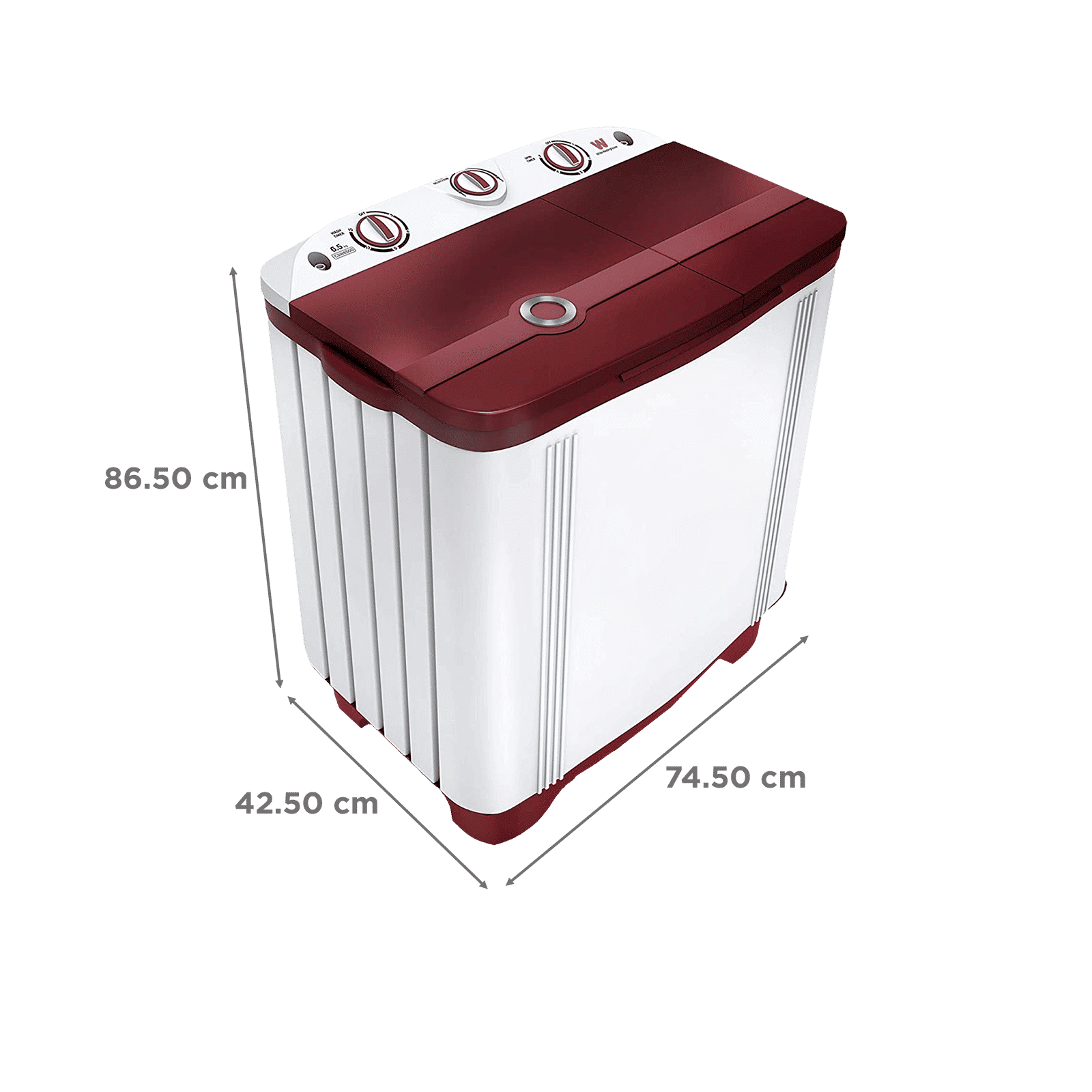 White Westinghouse 6.5 kg Semi-Automatic Washing Machine with Lint Filter (CSW6500, White/Maroon)_3