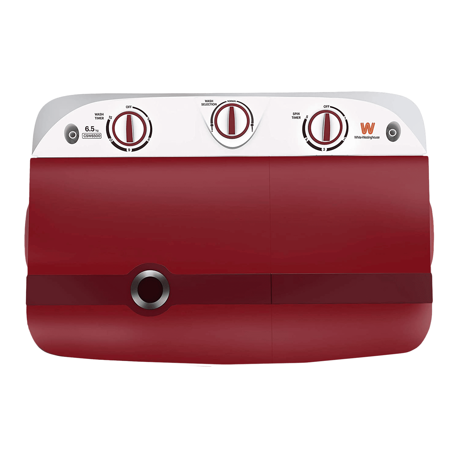 White Westinghouse 6.5 kg Semi-Automatic Washing Machine with Lint Filter (CSW6500, White/Maroon)_4