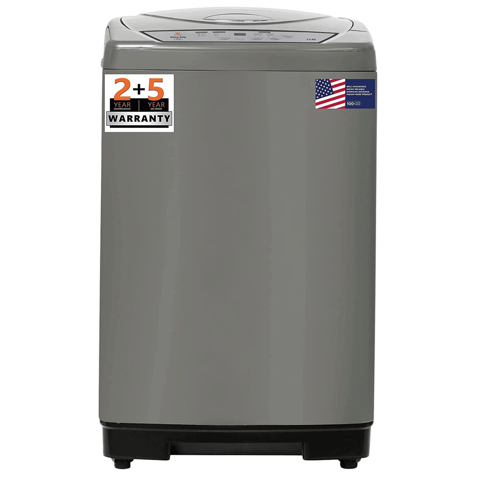 White Westinghouse 7.5 kg Fully Automatic Top Load Washing Machine (HDT7500, Anti Vibration Technology, Grey)_1