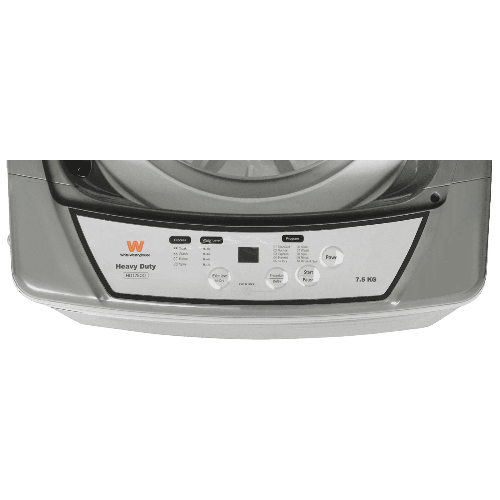 White Westinghouse 7.5 kg Fully Automatic Top Load Washing Machine (HDT7500, Anti Vibration Technology, Grey)_4