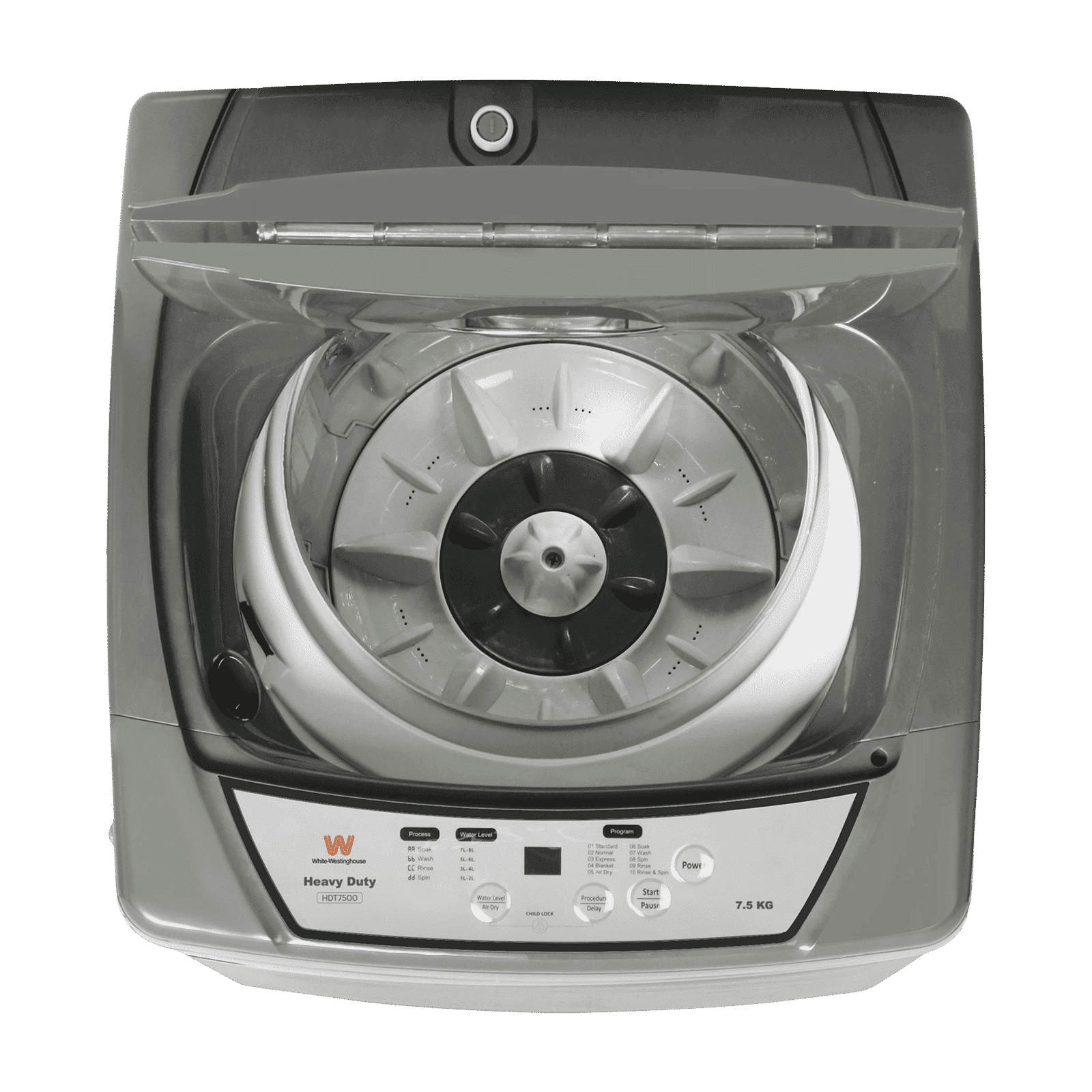White Westinghouse 7.5 kg Fully Automatic Top Load Washing Machine (HDT7500, Anti Vibration Technology, Grey)_6