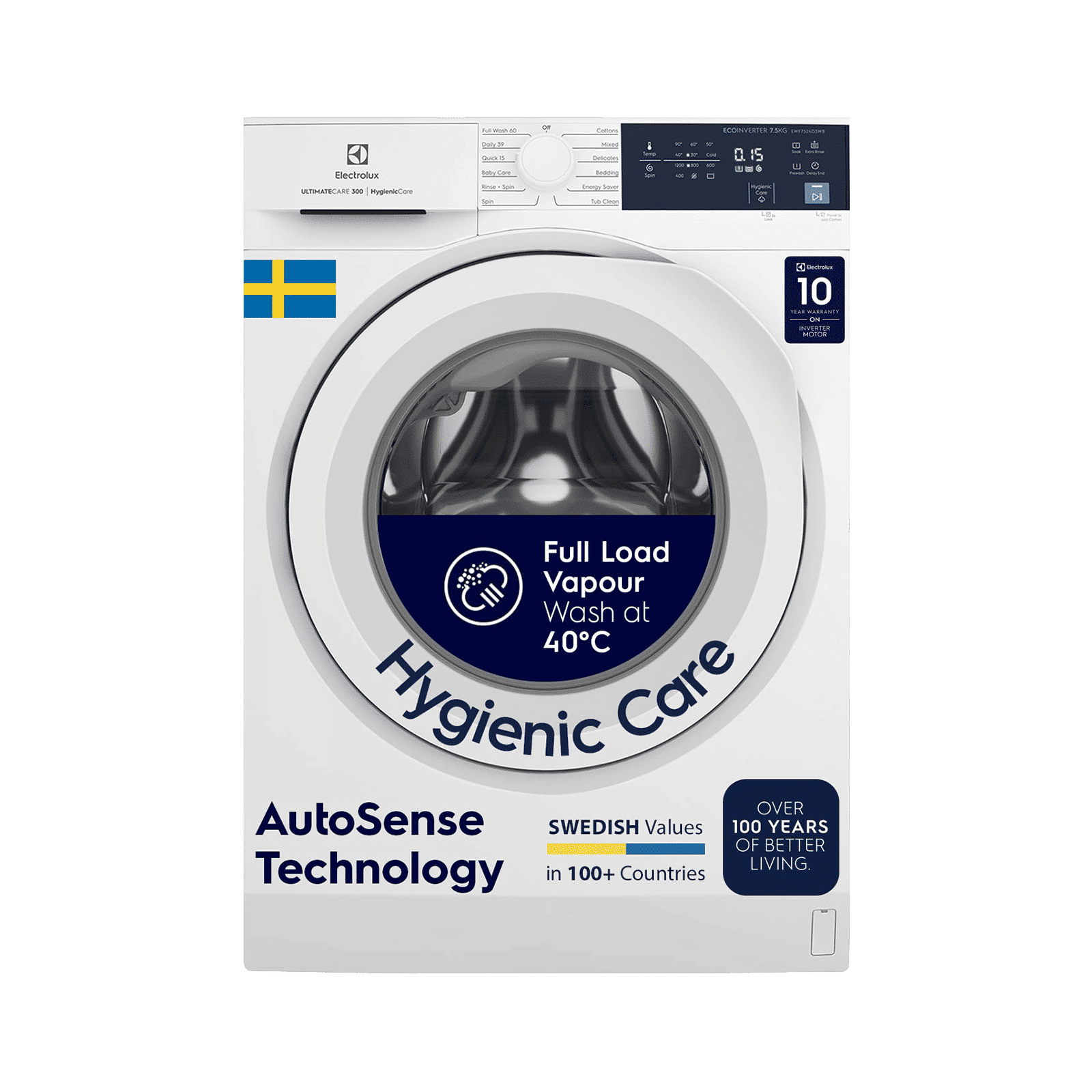 Electrolux 7.5 Kg 5 Star Fully Automatic Front Load Washing Machine (UltimateCare 300, EWF7524D3WB, HygienicCare, White) Electrolux 7.5 Kg 5 Star Fully Automatic Front Load Washing Machine (UltimateCare 300, EWF7524D3WB, HygienicCare, White)_1