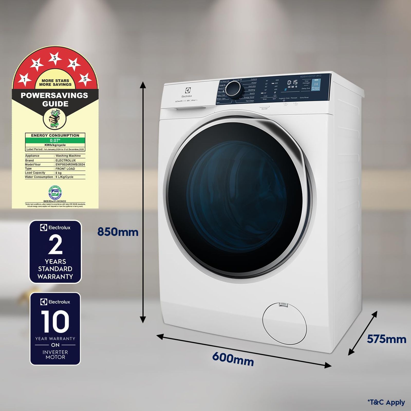 Electrolux 8 Kg 5 Star Fully Automatic Front Load Washing Machine (UltimateCare 500, EWF8024R5WB, UltraMix Technology, White) Electrolux 8 Kg 5 Star Fully Automatic Front Load Washing Machine (UltimateCare 500, EWF8024R5WB, UltraMix Technology, White)_10