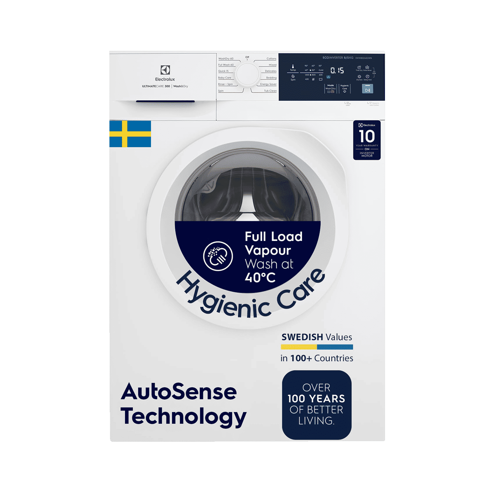 Electrolux UltimateCare 300 8 kg/5 kg Fully Automatic Front Load Washer Dryer Combo (HygienicCare, EWW8024D3WB, White) Electrolux UltimateCare 300 8 kg/5 kg Fully Automatic Front Load Washer Dryer Combo (HygienicCare, EWW8024D3WB, White)_1