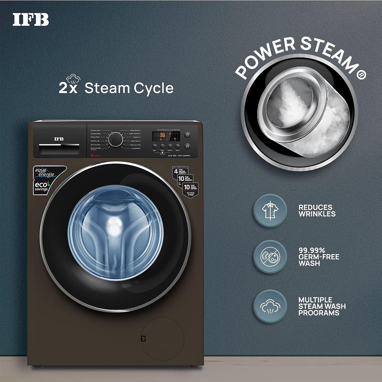 IFB 7 kg 5 Star Fully Automatic Front Load Washing Machine (Elite MXS 7012, Crescent Moon Drum, Mocha)_15