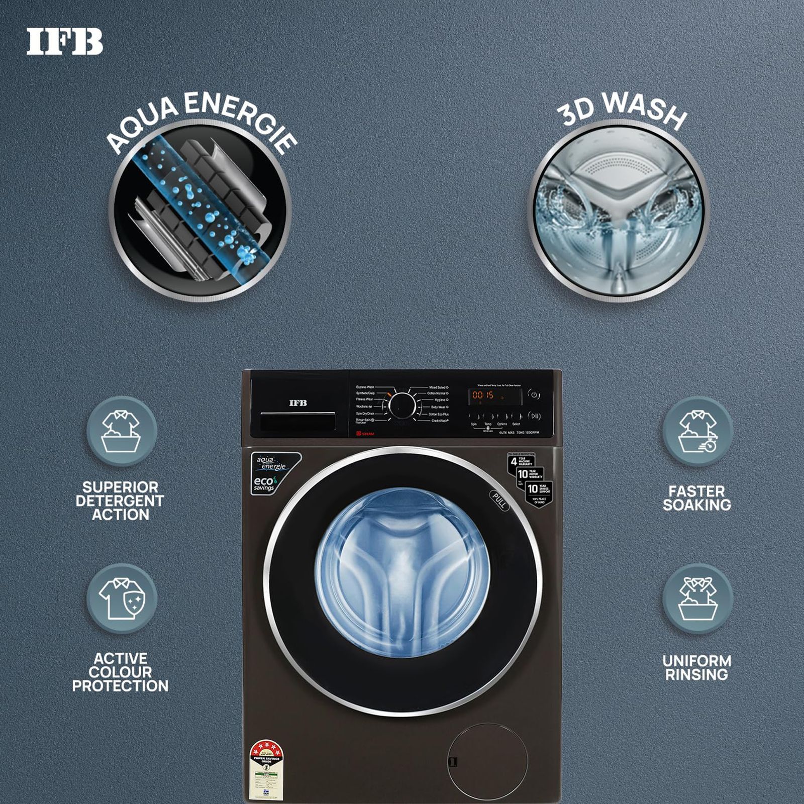 IFB 7 kg 5 Star Fully Automatic Front Load Washing Machine (Elite MXS 7012, Crescent Moon Drum, Mocha)_19