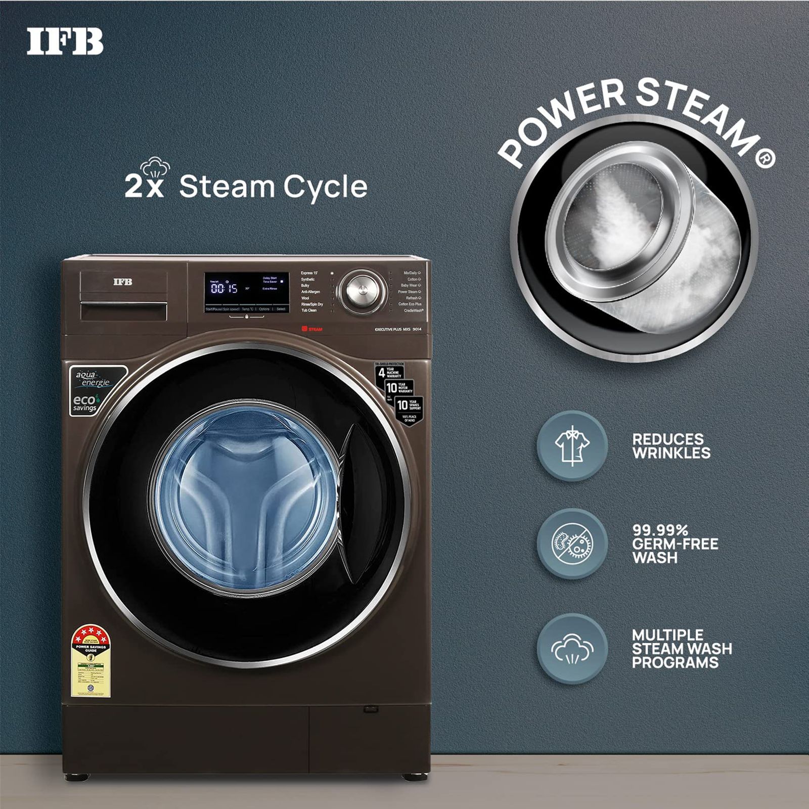 IFB 9 kg 5 Star Fully Automatic Front Load Washing Machine (Executive Plus MXS 9014, Crescent Moon Drum, Mocha)_12