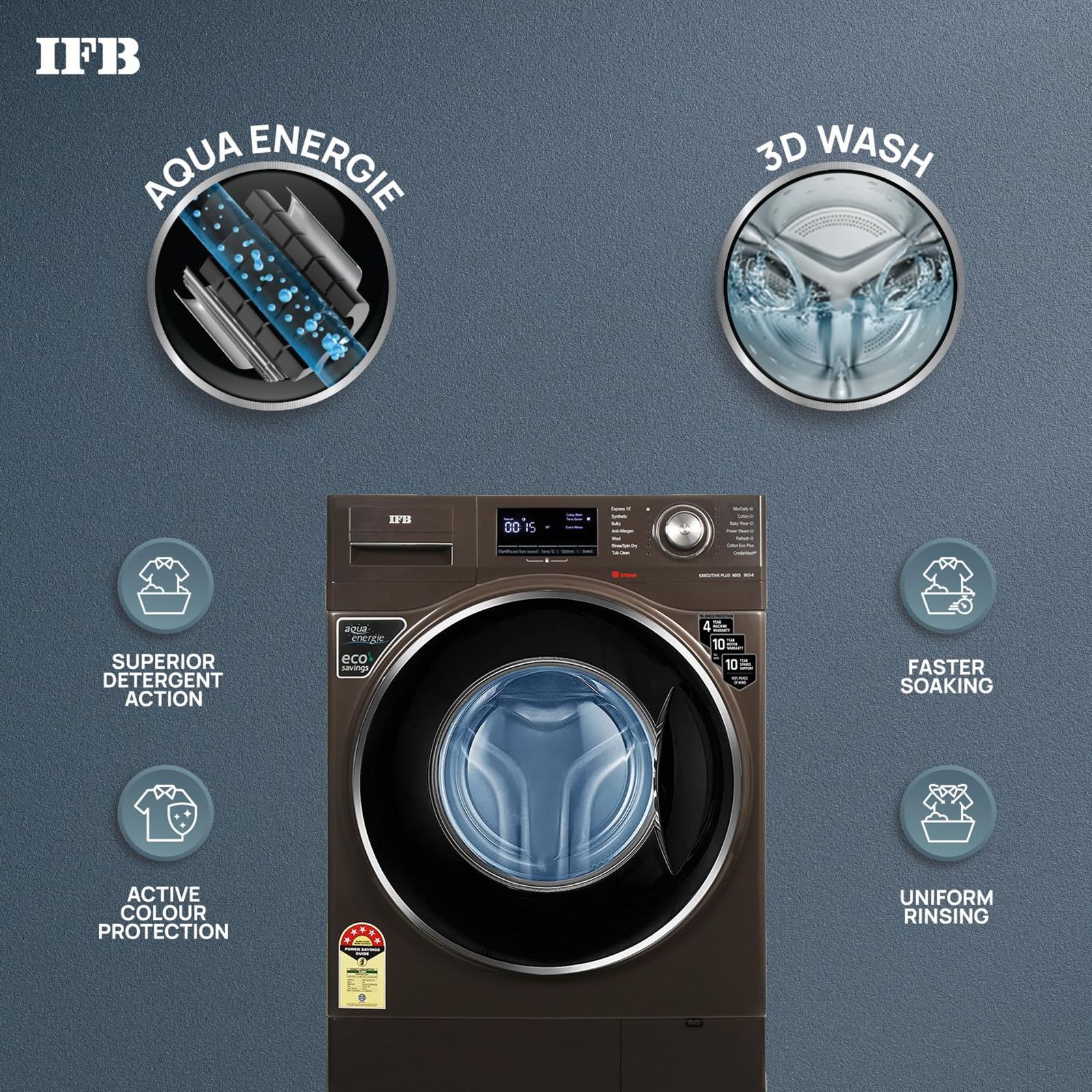 IFB 9 kg 5 Star Fully Automatic Front Load Washing Machine (Executive Plus MXS 9014, Crescent Moon Drum, Mocha)_13