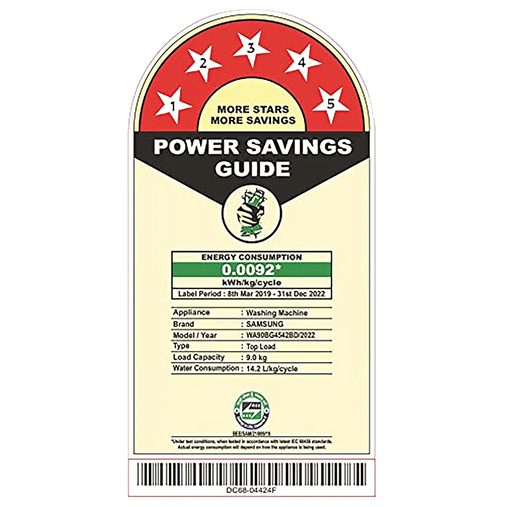 SAMSUNG 9 Kg 5 Star Inverter Fully Automatic Top Load Washing Machine (WA90BG4542BDTL, Diamond Drum, Dark Grey)_13