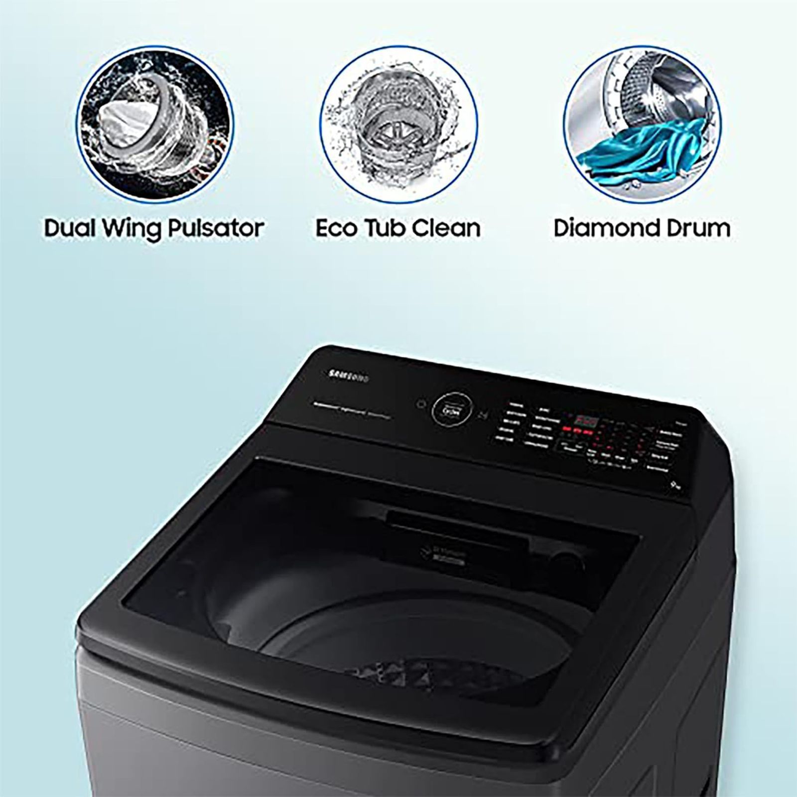 SAMSUNG 9 Kg 5 Star Inverter Fully Automatic Top Load Washing Machine (WA90BG4542BDTL, Diamond Drum, Dark Grey)_16