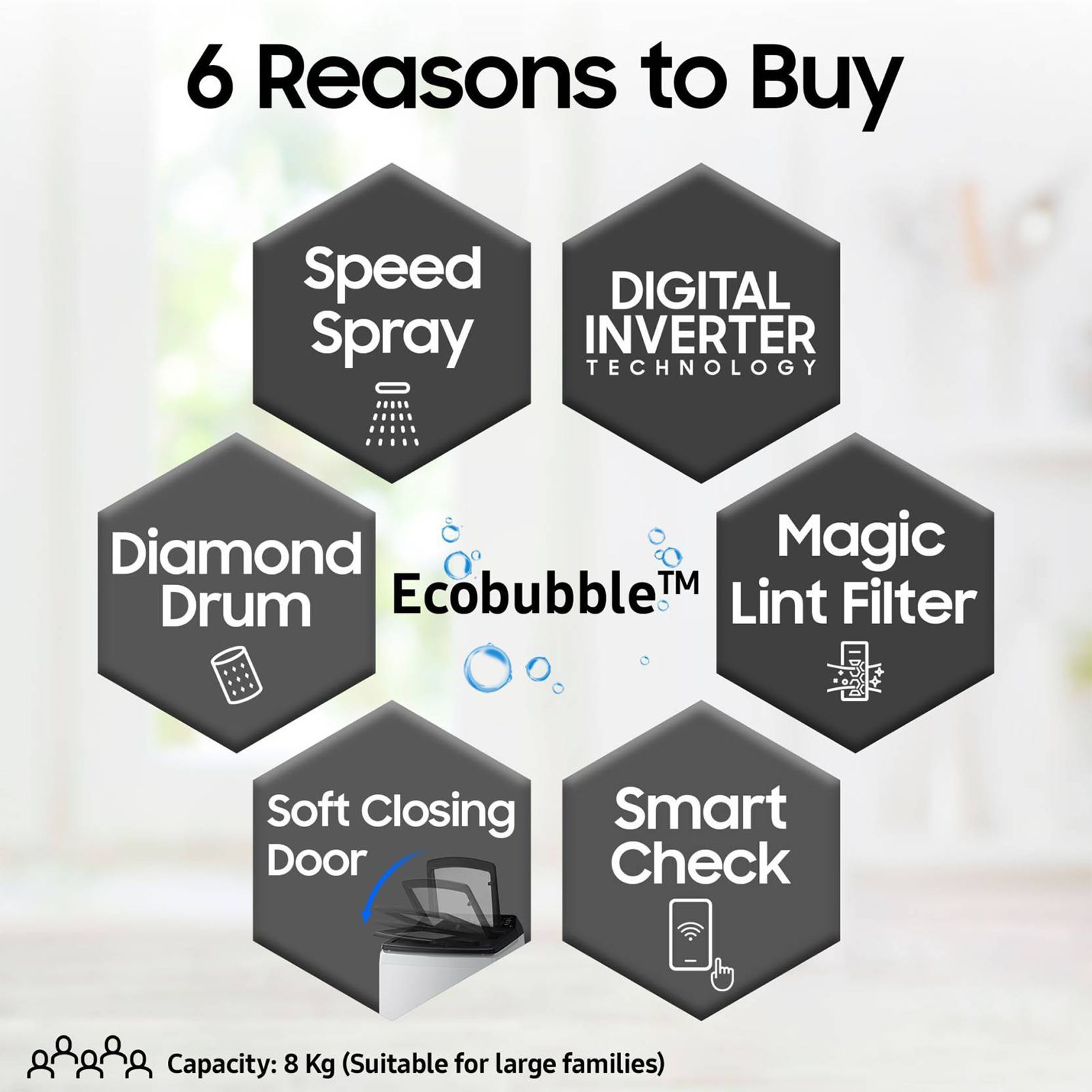 SAMSUNG 8 Kg 5 Star Inverter Fully Automatic Top Load Washing Machine (WA80BG4545BYTL, Ecobubble Technology, Lavender Grey)_13