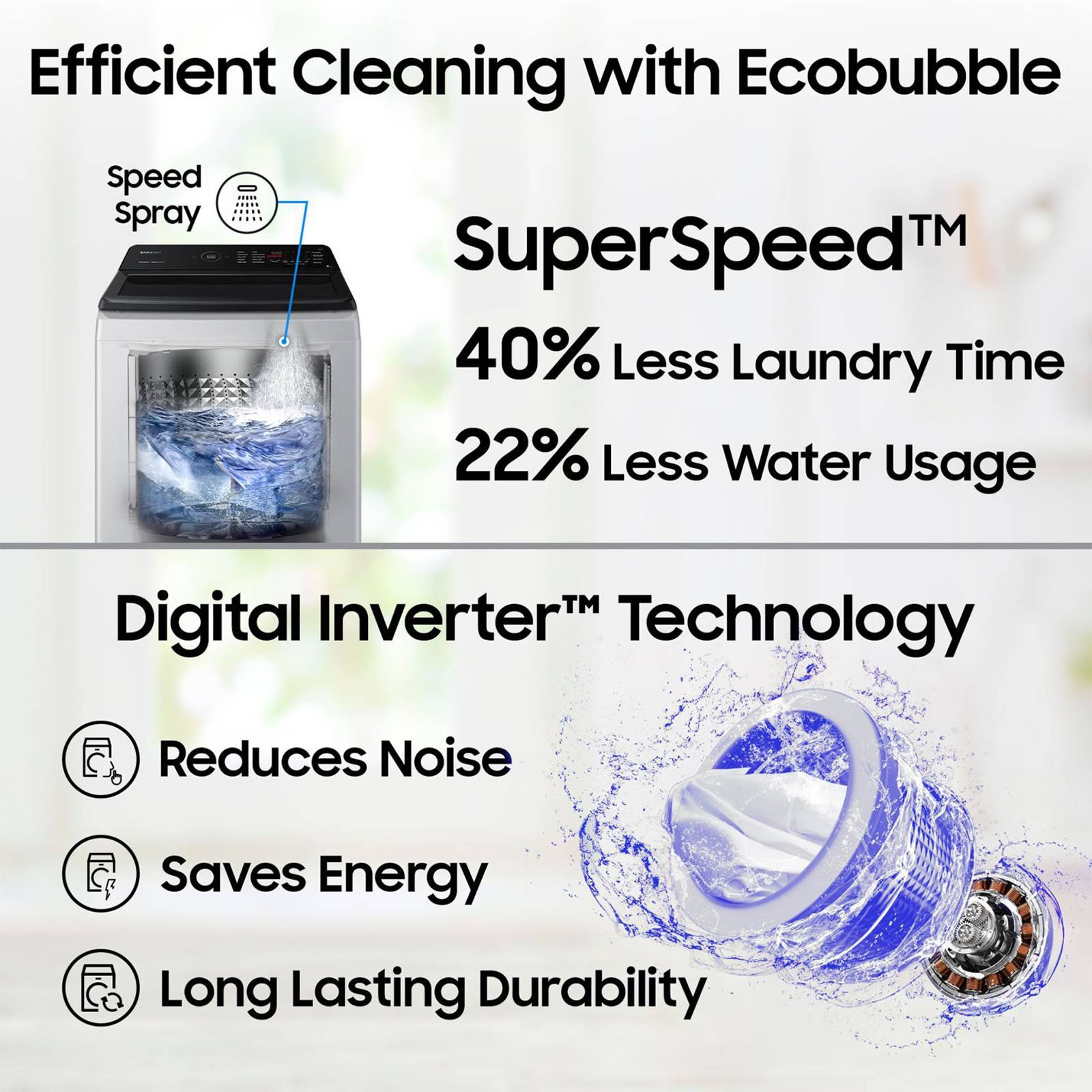 SAMSUNG 8 Kg 5 Star Inverter Fully Automatic Top Load Washing Machine (WA80BG4545BYTL, Ecobubble Technology, Lavender Grey)_16