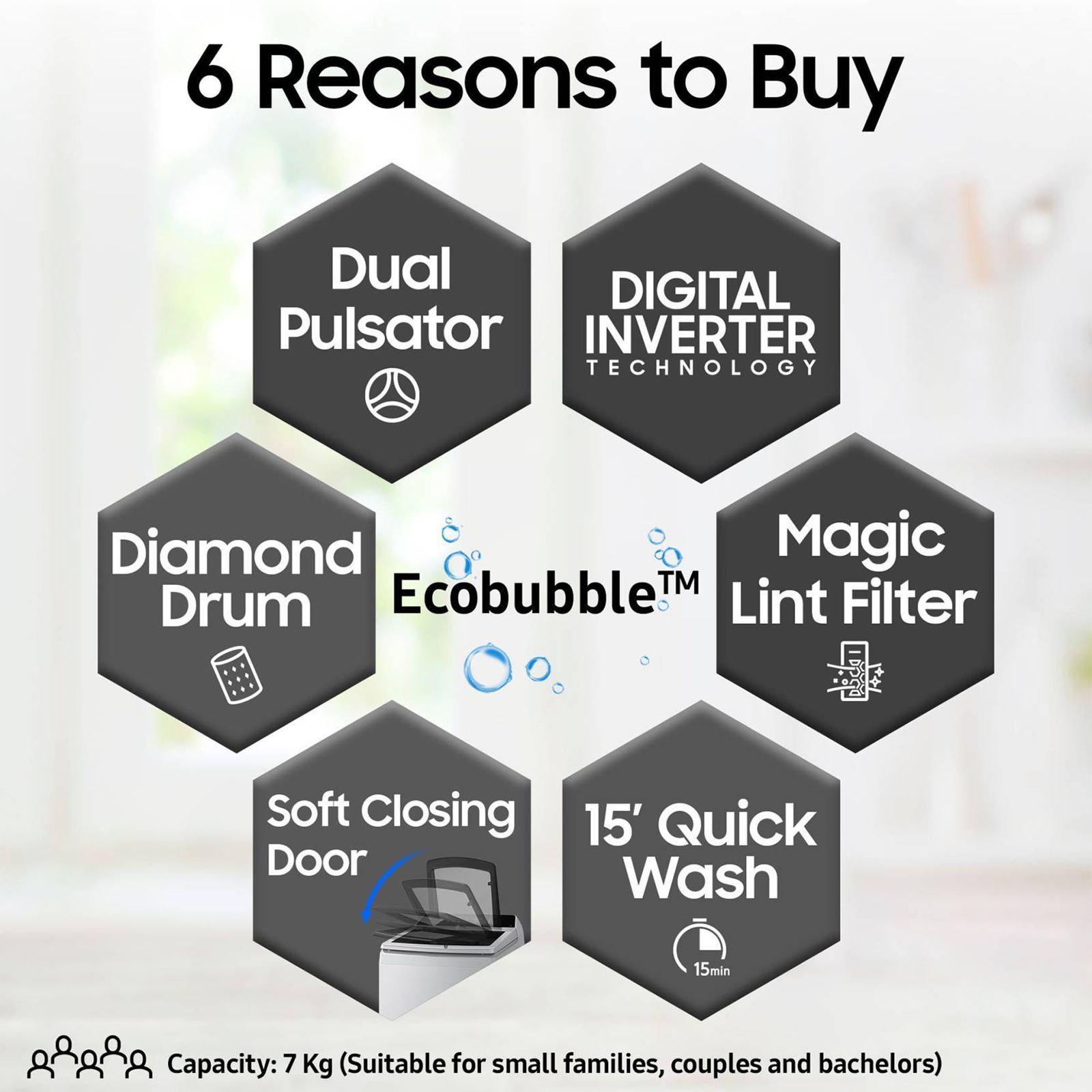 SAMSUNG 7 Kg 5 Star Inverter Fully Automatic Top Load Washing Machine (WA70BG4441YYTL, Ecobubble Technology, Lavender Grey) SAMSUNG 7 Kg 5 Star Inverter Fully Automatic Top Load Washing Machine (WA70BG4441YYTL, Ecobubble Technology, Lavender Grey)_13