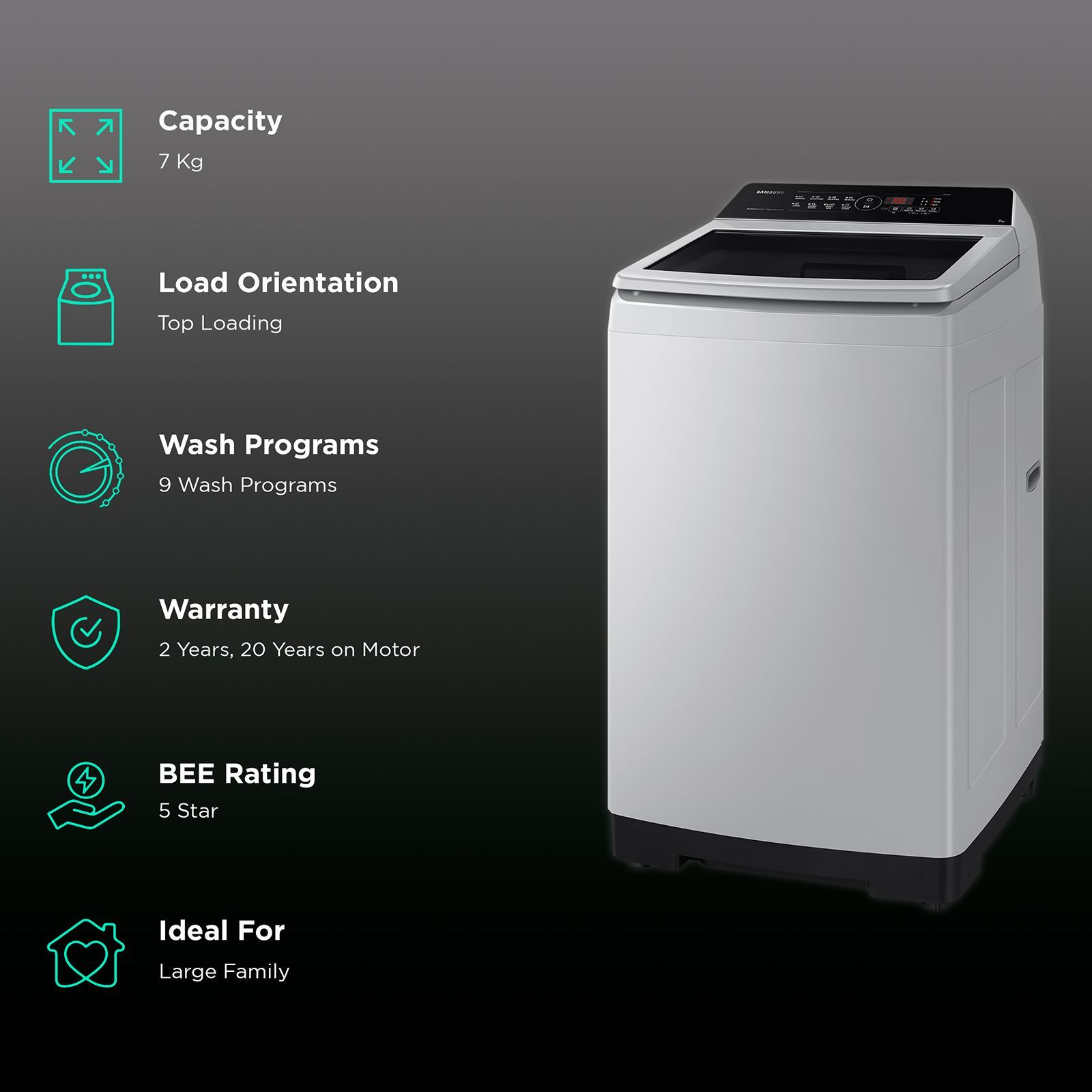 SAMSUNG 7 Kg 5 Star Inverter Fully Automatic Top Load Washing Machine (WA70BG4441YYTL, Ecobubble Technology, Lavender Grey) SAMSUNG 7 Kg 5 Star Inverter Fully Automatic Top Load Washing Machine (WA70BG4441YYTL, Ecobubble Technology, Lavender Grey)_2