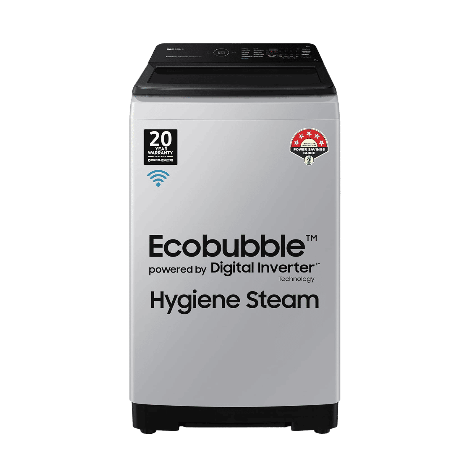 SAMSUNG 7 Kg 5 Star Wi-Fi Inverter Fully Automatic Top Load Washing Machine (WA70BG4582BYTL, Ecobubble Technology, Lavender Grey)_1