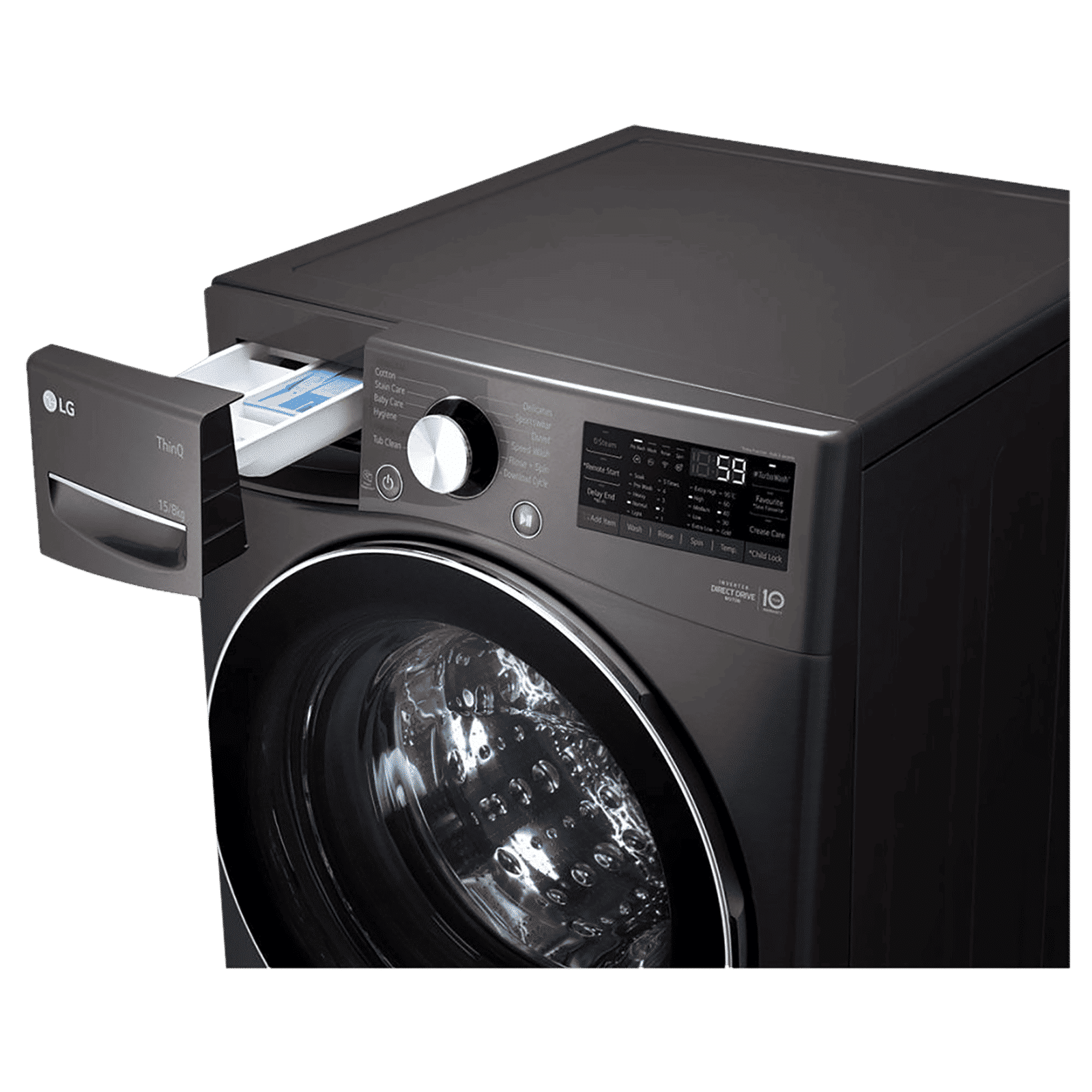 LG 15/8 kg 5 Star Fully Automatic Front Load Washer Dryer(FHD1508STB.ABLQEIL, AI Direct Drive, Black VCM)_10