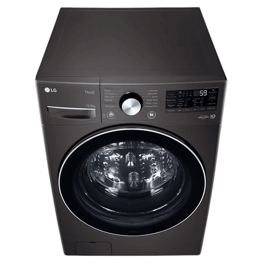 LG 15/8 kg 5 Star Fully Automatic Front Load Washer Dryer(FHD1508STB.ABLQEIL, AI Direct Drive, Black VCM)_15
