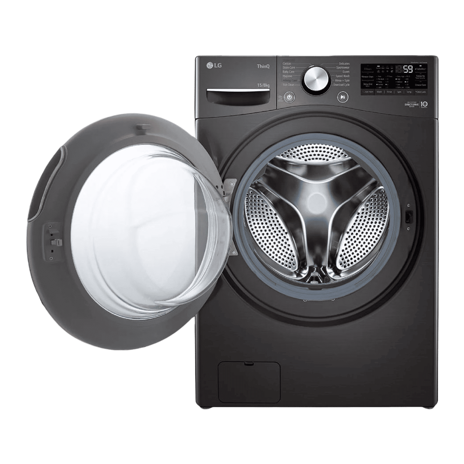 LG 15/8 kg 5 Star Fully Automatic Front Load Washer Dryer(FHD1508STB.ABLQEIL, AI Direct Drive, Black VCM)_6