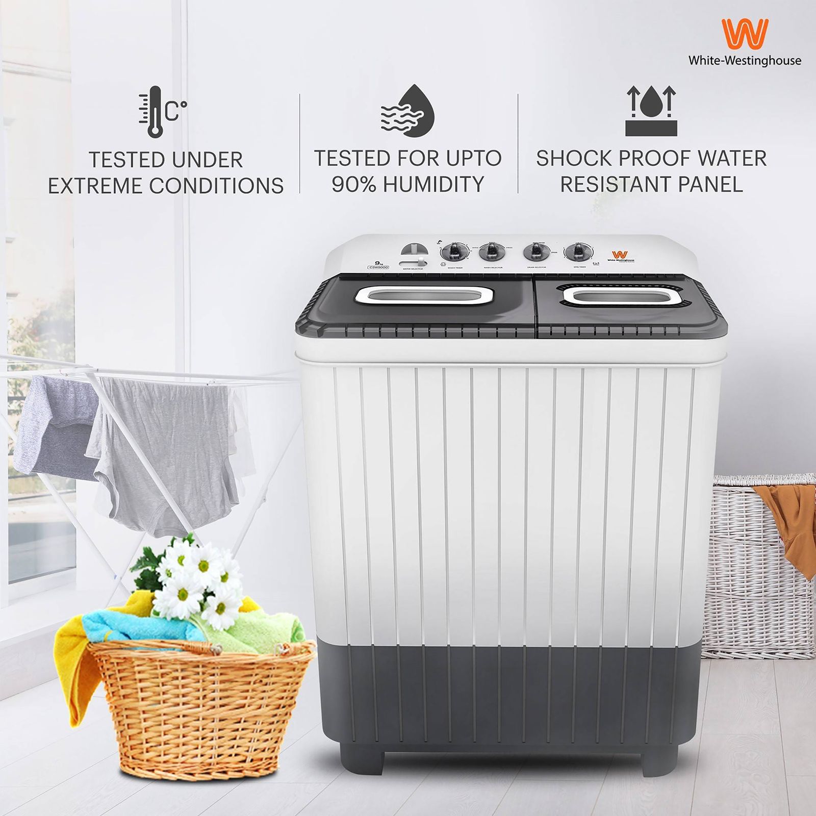 White Westinghouse 9 kg 5 Star Semi Automatic Washing Machine with 5 Wing Pulsator (CSW9000, Grey)_14