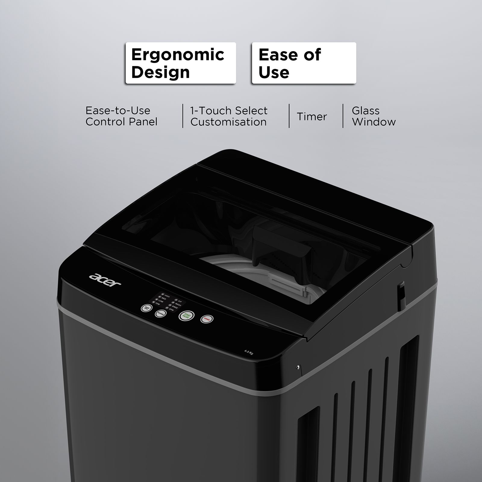 acer 6.5 kg 5 Star Fully Automatic Top Load Washing Machine (Halo Wash, AR65FATLP0GT, AiSense, Grey)_7