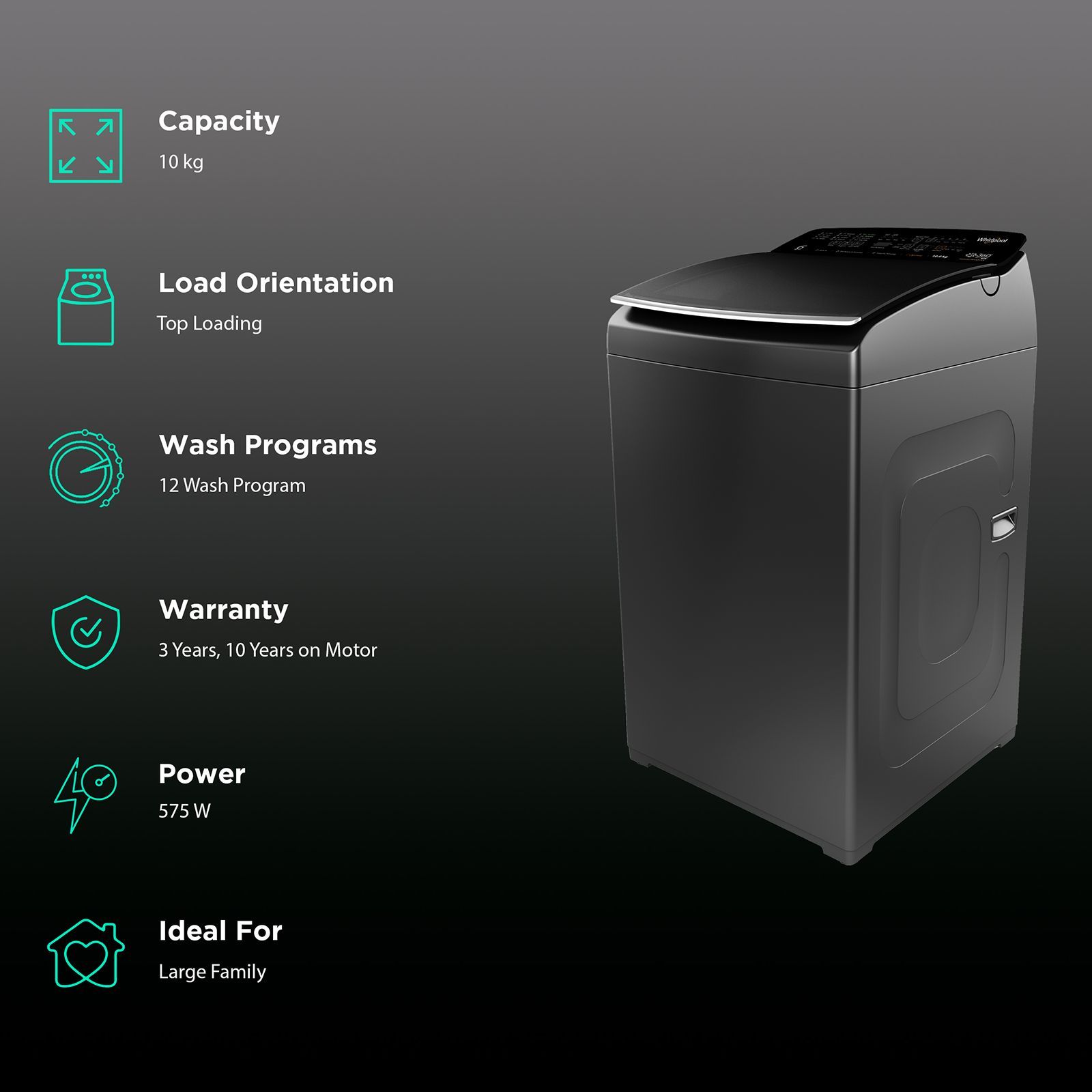 Whirlpool 10 kg Fully Automatic Top Load Washing Machine (BW Pro, 31593, 6th Sense Technology, Graphite)_2