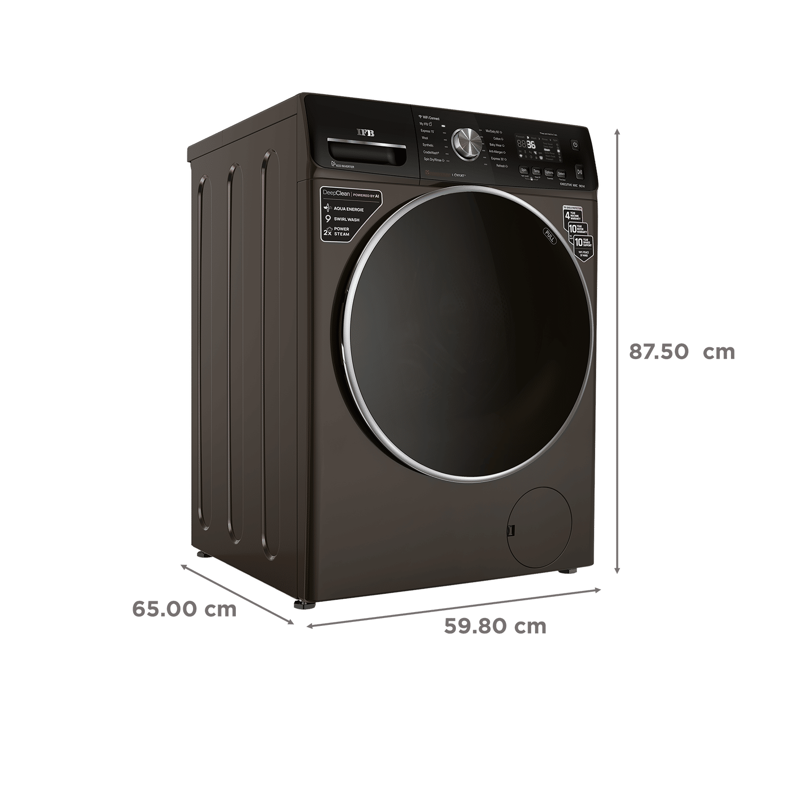 IFB 9 kg 5 Star Inverter Fully Automatic Front Load Washing Machine (Executive MXC, Voice Enabled, Mocha)_3