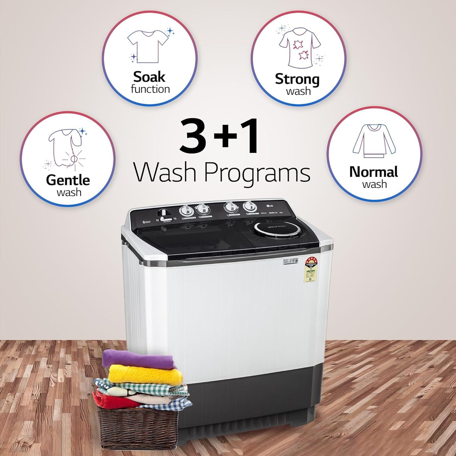 LG 9.5 kg 5 Star Semi Automatic Washing Machine with Roller Jet Pulsator (P955ASGAZ.ADGQEIL, Dark Grey)_16