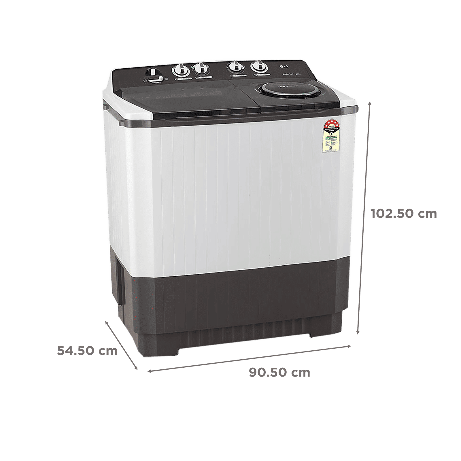 LG 9.5 kg 5 Star Semi Automatic Washing Machine with Roller Jet Pulsator (P955ASGAZ.ADGQEIL, Dark Grey)_3