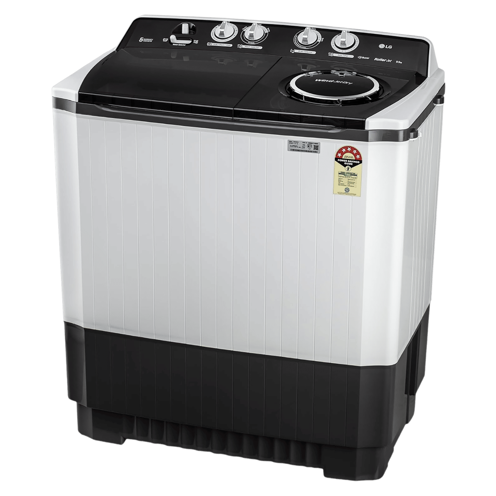 LG 9.5 kg 5 Star Semi Automatic Washing Machine with Roller Jet Pulsator (P955ASGAZ.ADGQEIL, Dark Grey)_6