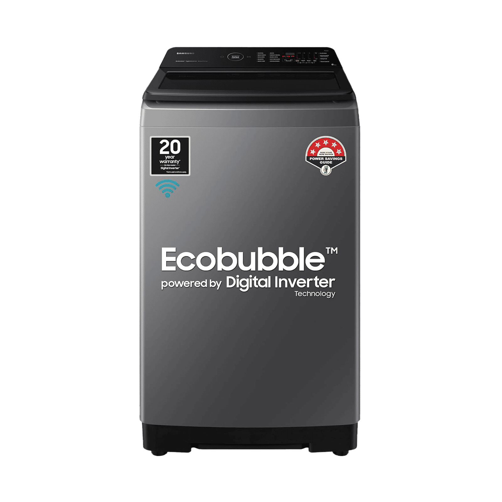 SAMSUNG 8 kg 5 Star Inverter Fully Automatic Top Load Washing Machine (WA80BG4542BDTL, Diamond Drum, Dark Gray)_1