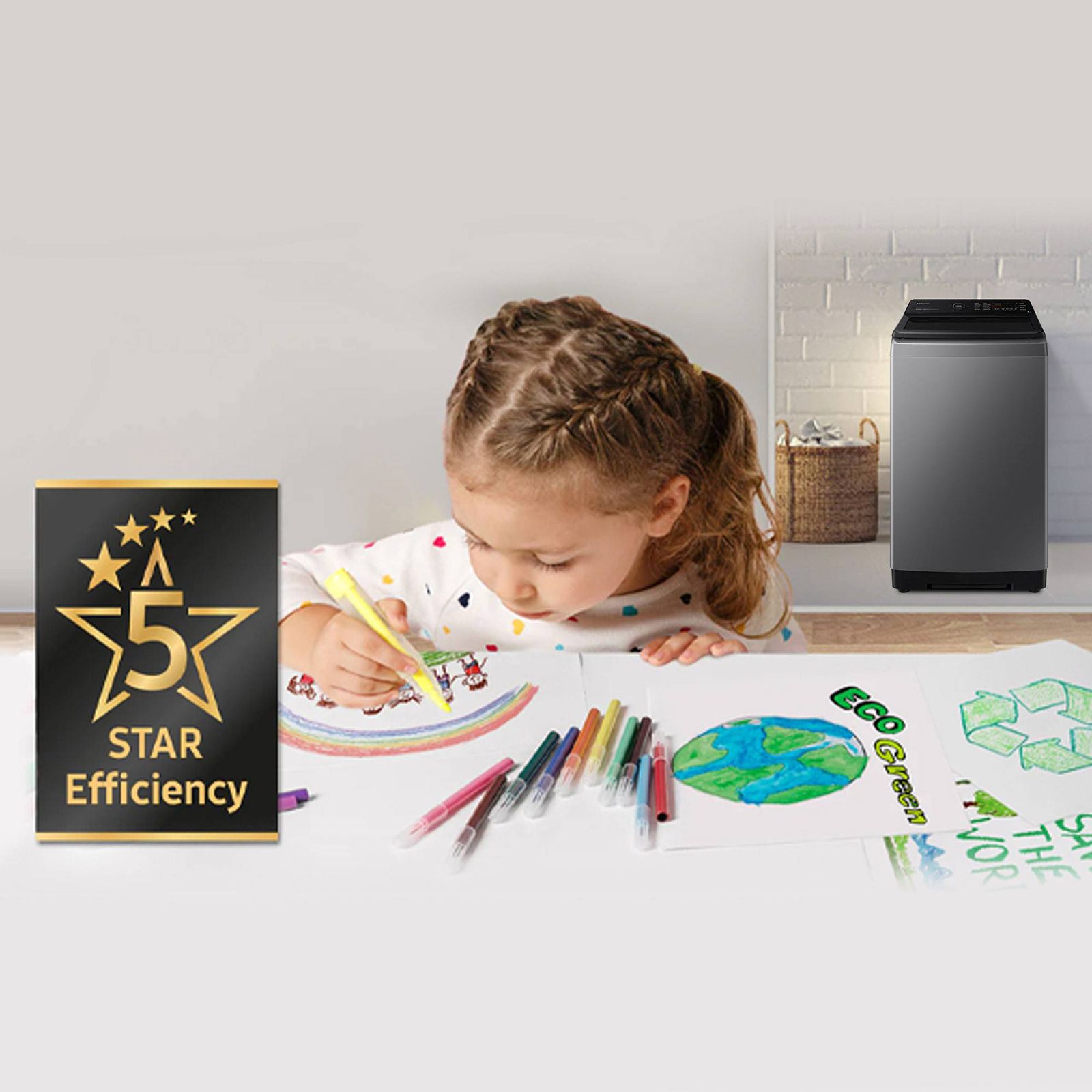 SAMSUNG 8 kg 5 Star Inverter Fully Automatic Top Load Washing Machine (WA80BG4542BDTL, Diamond Drum, Dark Gray)_12