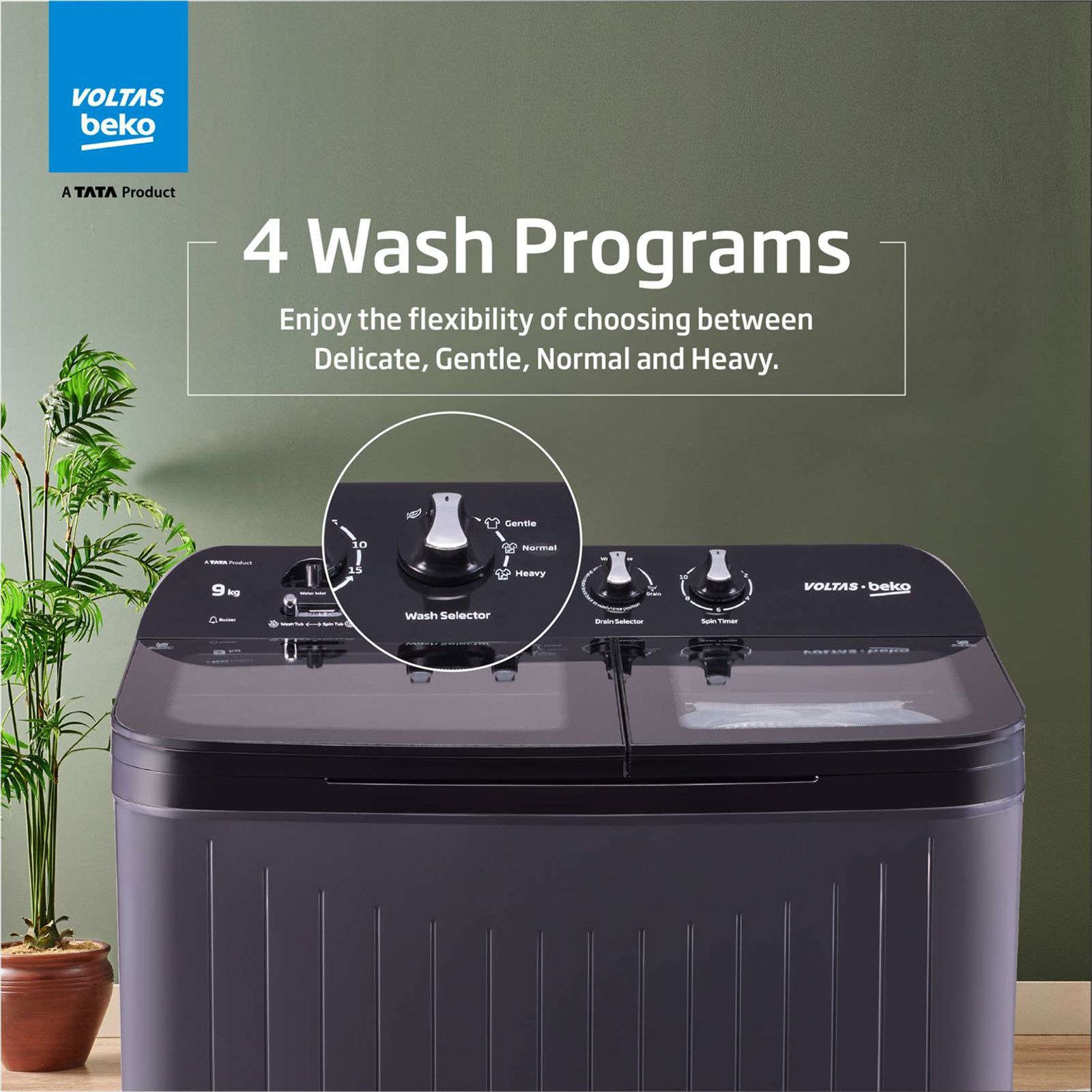 VOLTAS beko 9 kg 5 Star Semi Automatic Washing Machine with Cassette Filter (WTT90UDX/BKGR4KPTD, Black)_11