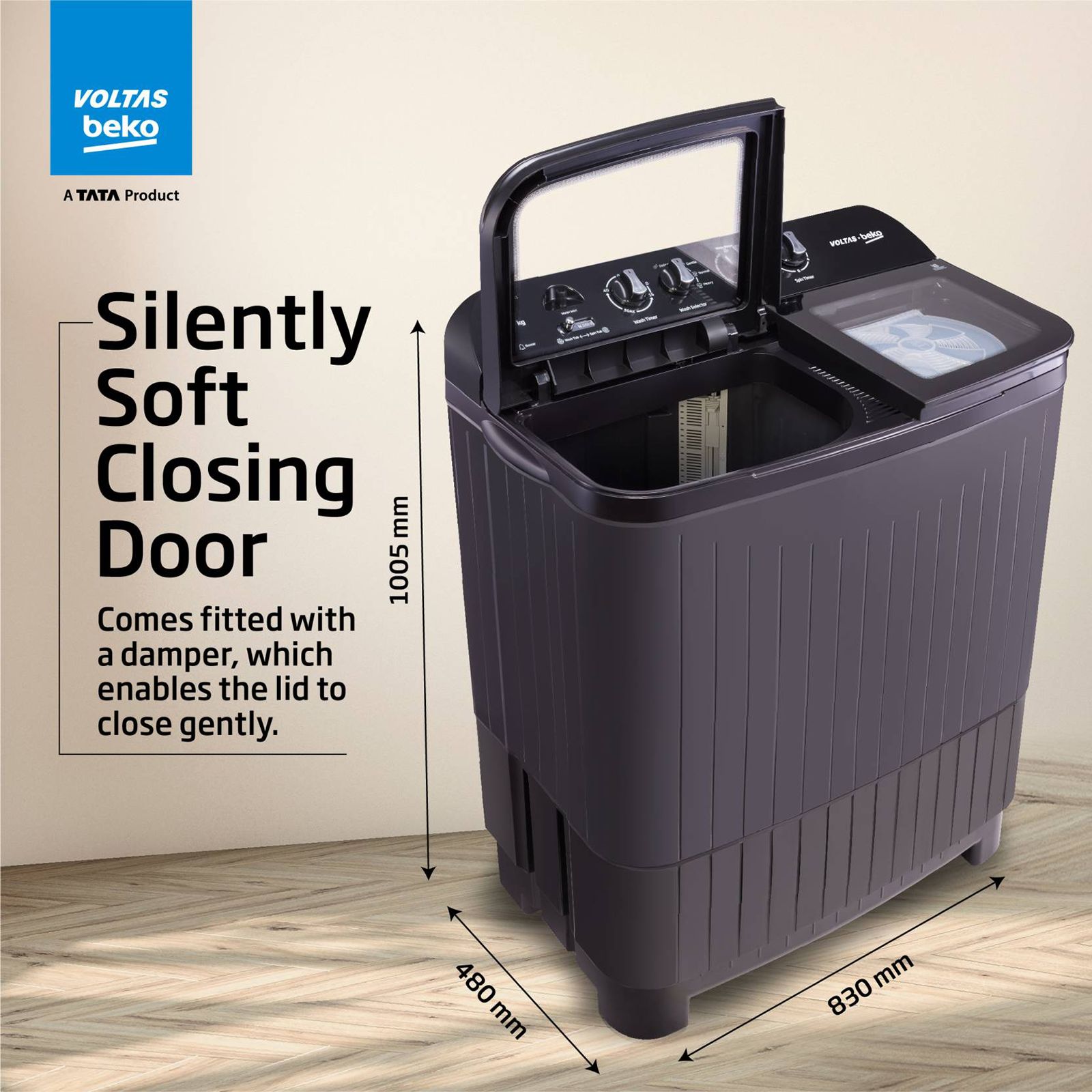 VOLTAS beko 9 kg 5 Star Semi Automatic Washing Machine with Cassette Filter (WTT90UDX/BKGR4KPTD, Black)_12