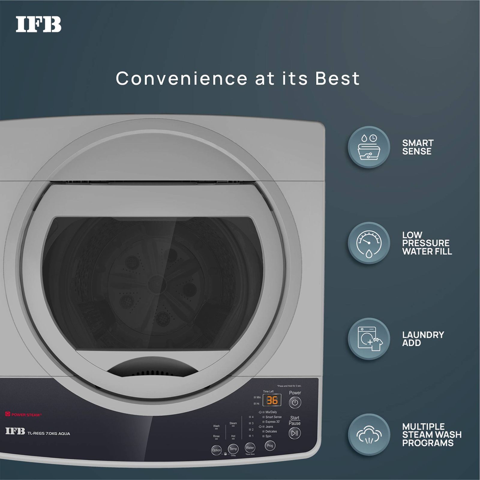 IFB 7 kg 5 Star Fully Automatic Top Load Washing Machine (TL-RES 7.0KG, 3D Wash System, Light Grey) IFB 7 kg 5 Star Fully Automatic Top Load Washing Machine (TL-RES 7.0KG, 3D Wash System, Light Grey)_18
