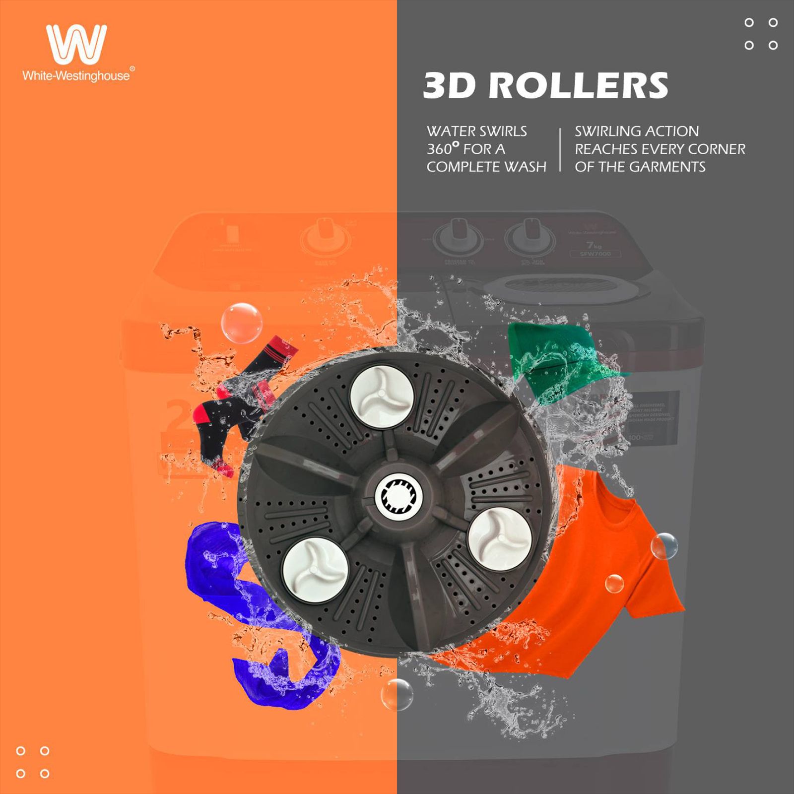 White Westinghouse 7 kg Semi Automatic Washing Machine with Pulsator Washing Technique (SFW7000, Burgundy)_14