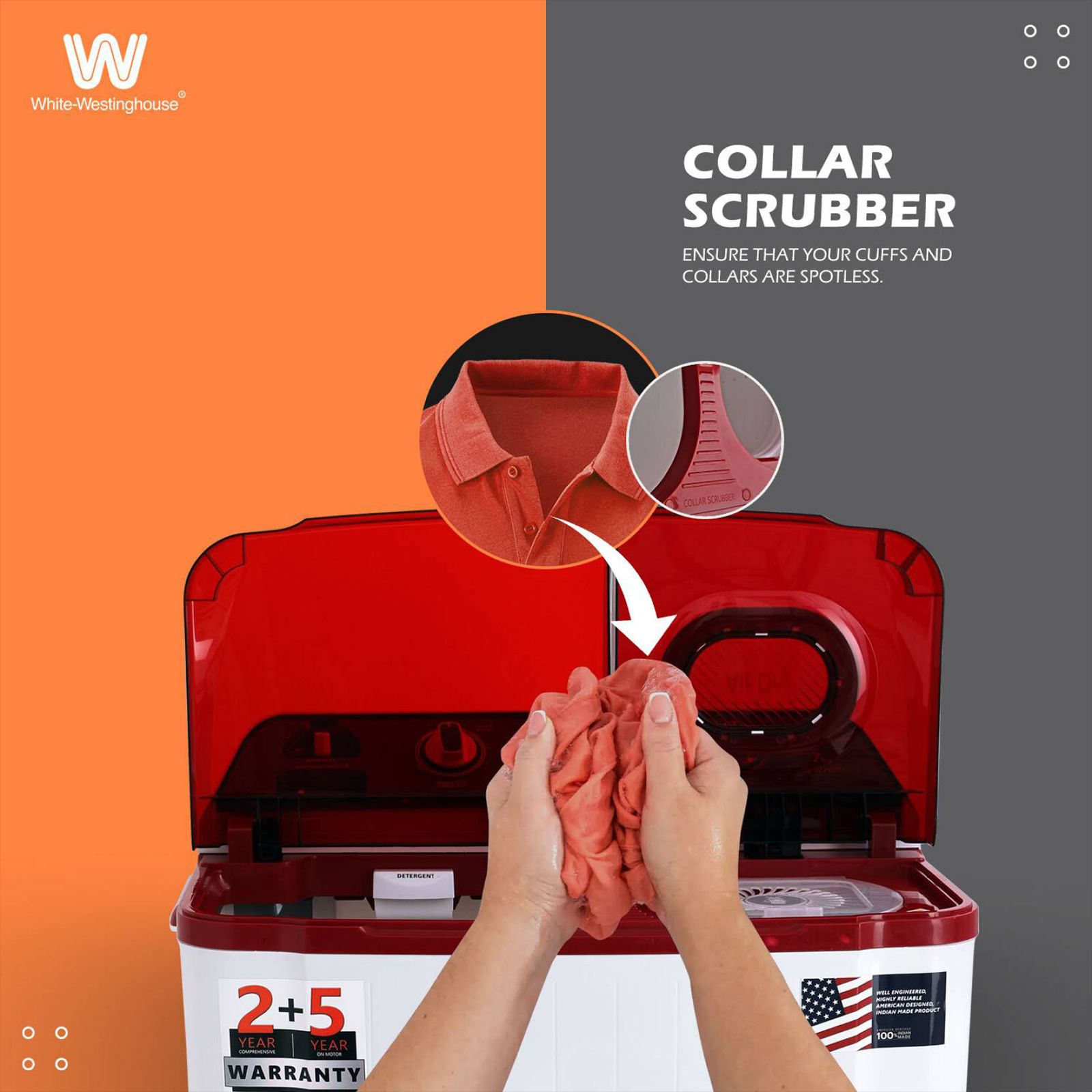 White Westinghouse 7 kg Semi Automatic Washing Machine with Pulsator Washing Technique (SFW7000, Burgundy)_16