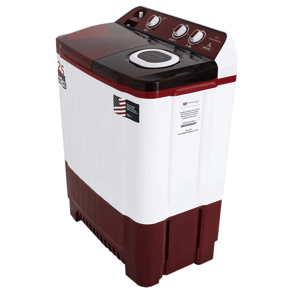 White Westinghouse 7 kg Semi Automatic Washing Machine with Pulsator Washing Technique (SFW7000, Burgundy)_5