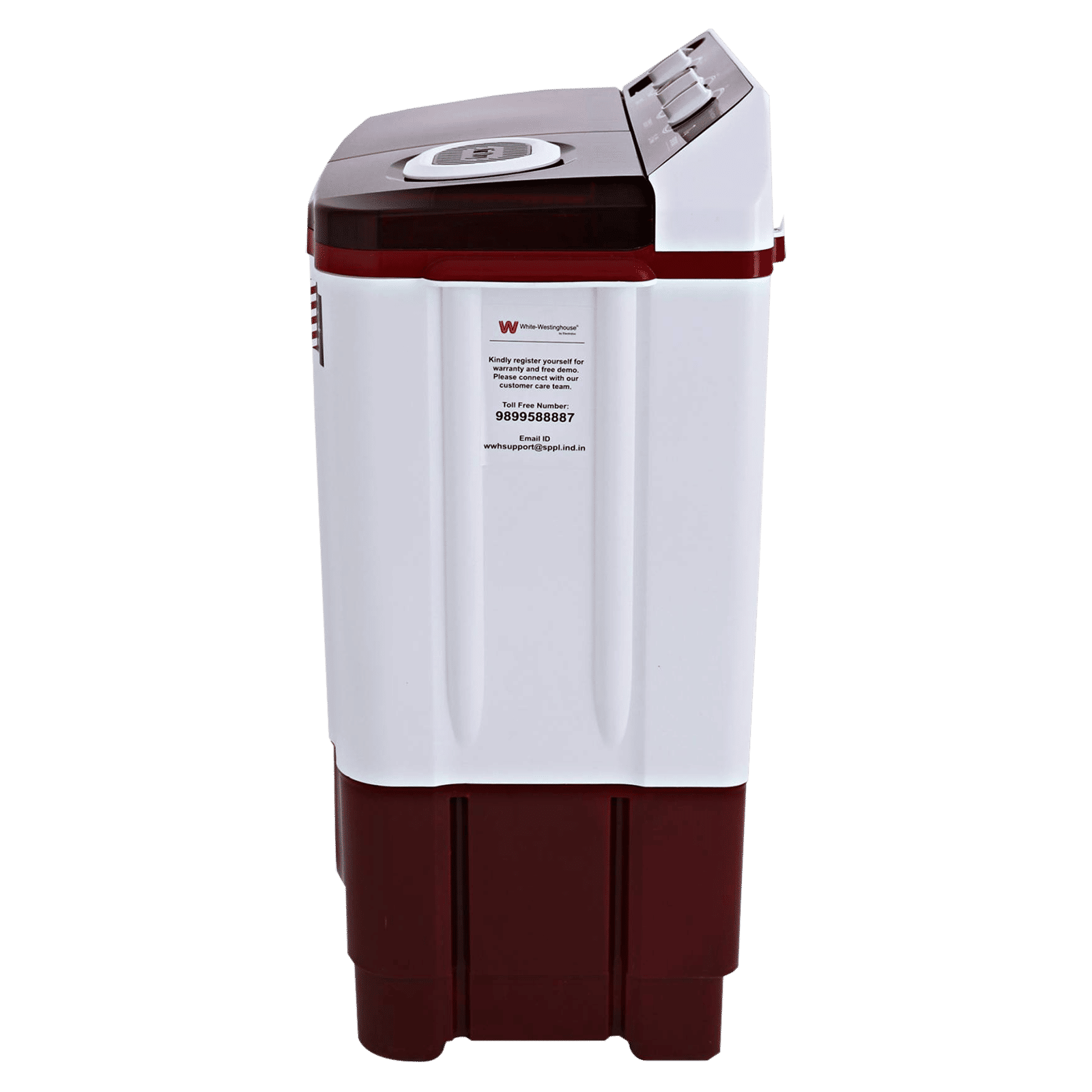 White Westinghouse 7 kg Semi Automatic Washing Machine with Pulsator Washing Technique (SFW7000, Burgundy)_9