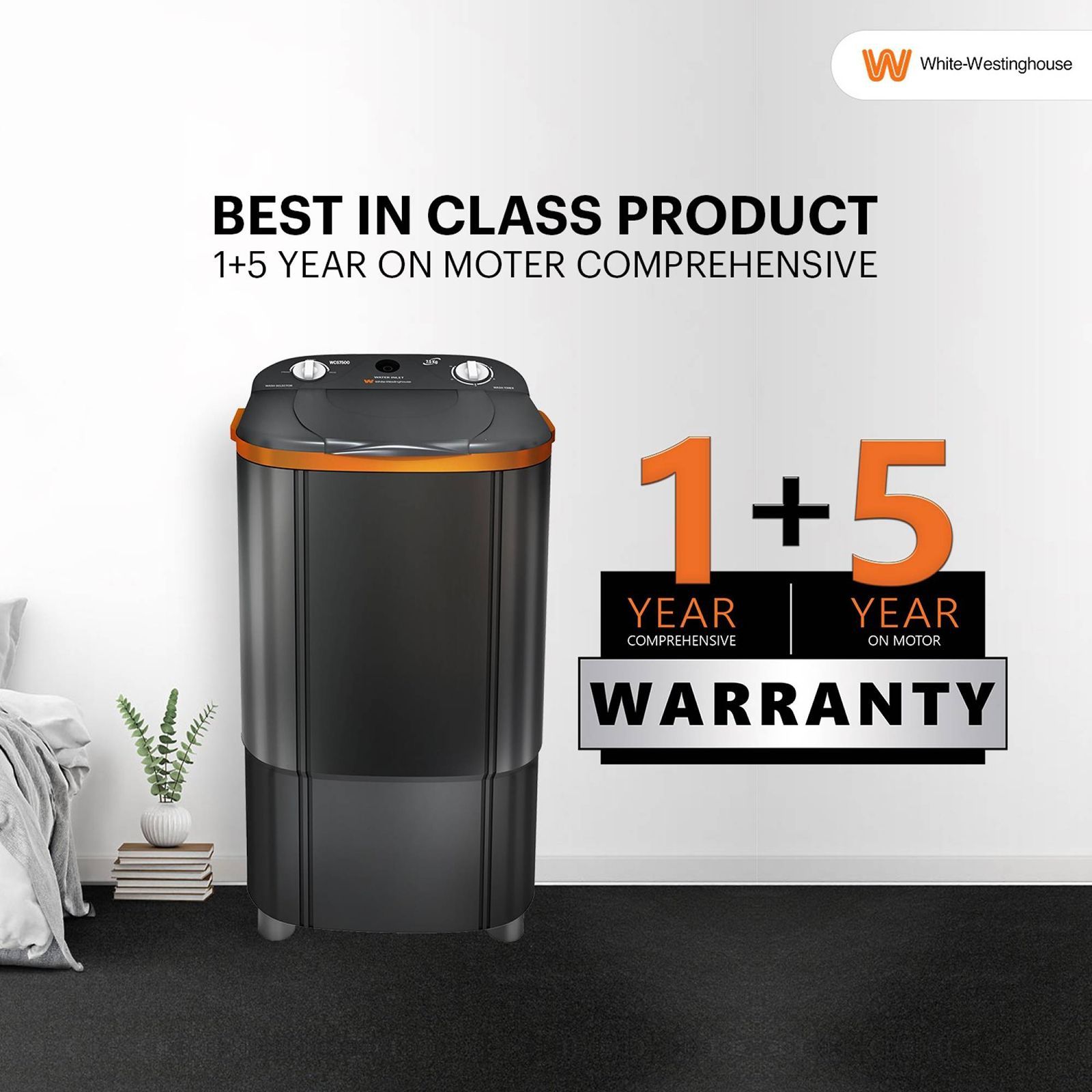 White Westinghouse 7.5 kg Semi Automatic Washer with Pulsator Washing Technique (WCS7500, Grey) White Westinghouse 7.5 kg Semi Automatic Washer with Pulsator Washing Technique (WCS7500, Grey)_16