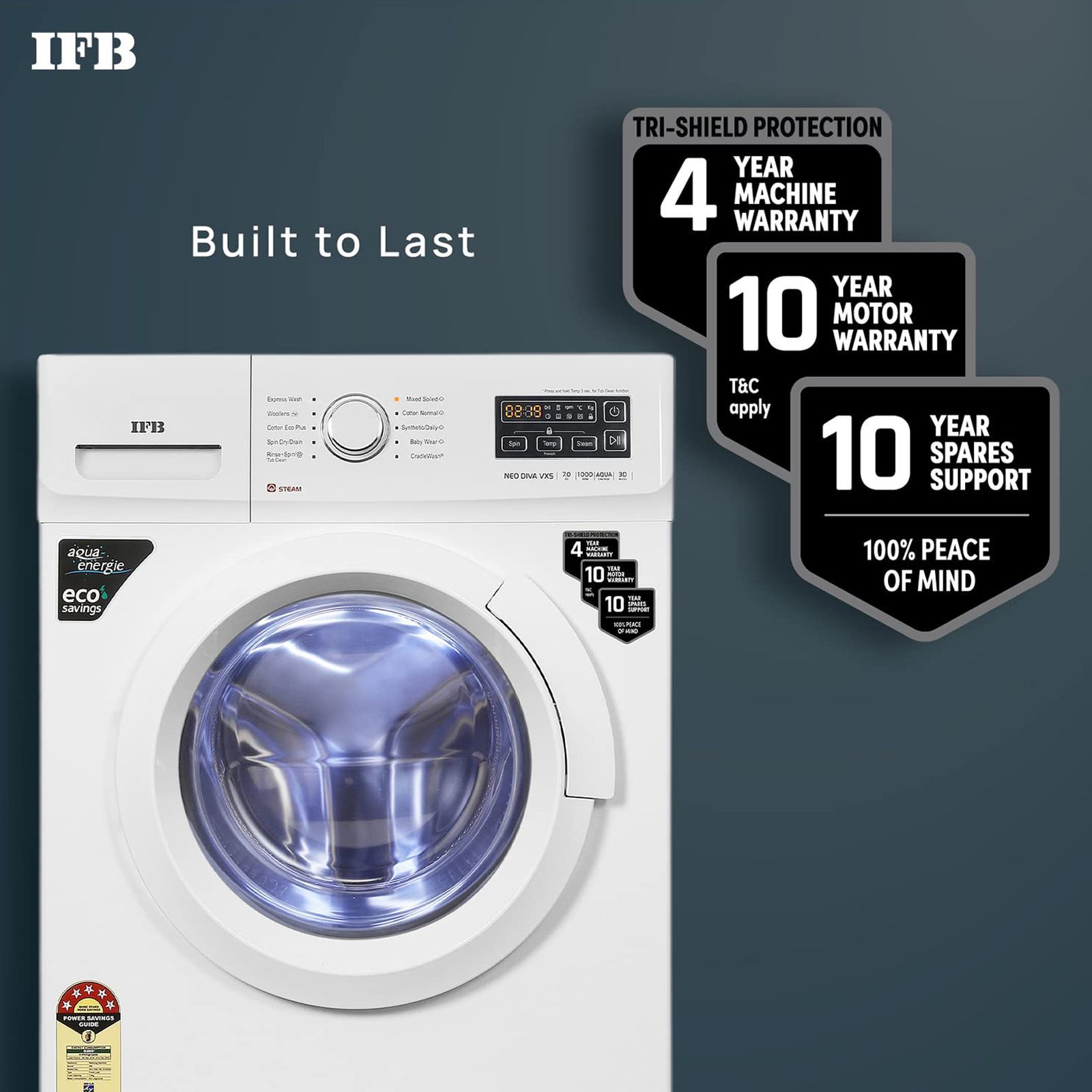 IFB 7 kg 5 Star Fully Automatic Front Load Washing Machine (Neo Diva VXS 7010, Crescent Moon Drum, White) IFB 7 kg 5 Star Fully Automatic Front Load Washing Machine (Neo Diva VXS 7010, Crescent Moon Drum, White)_7