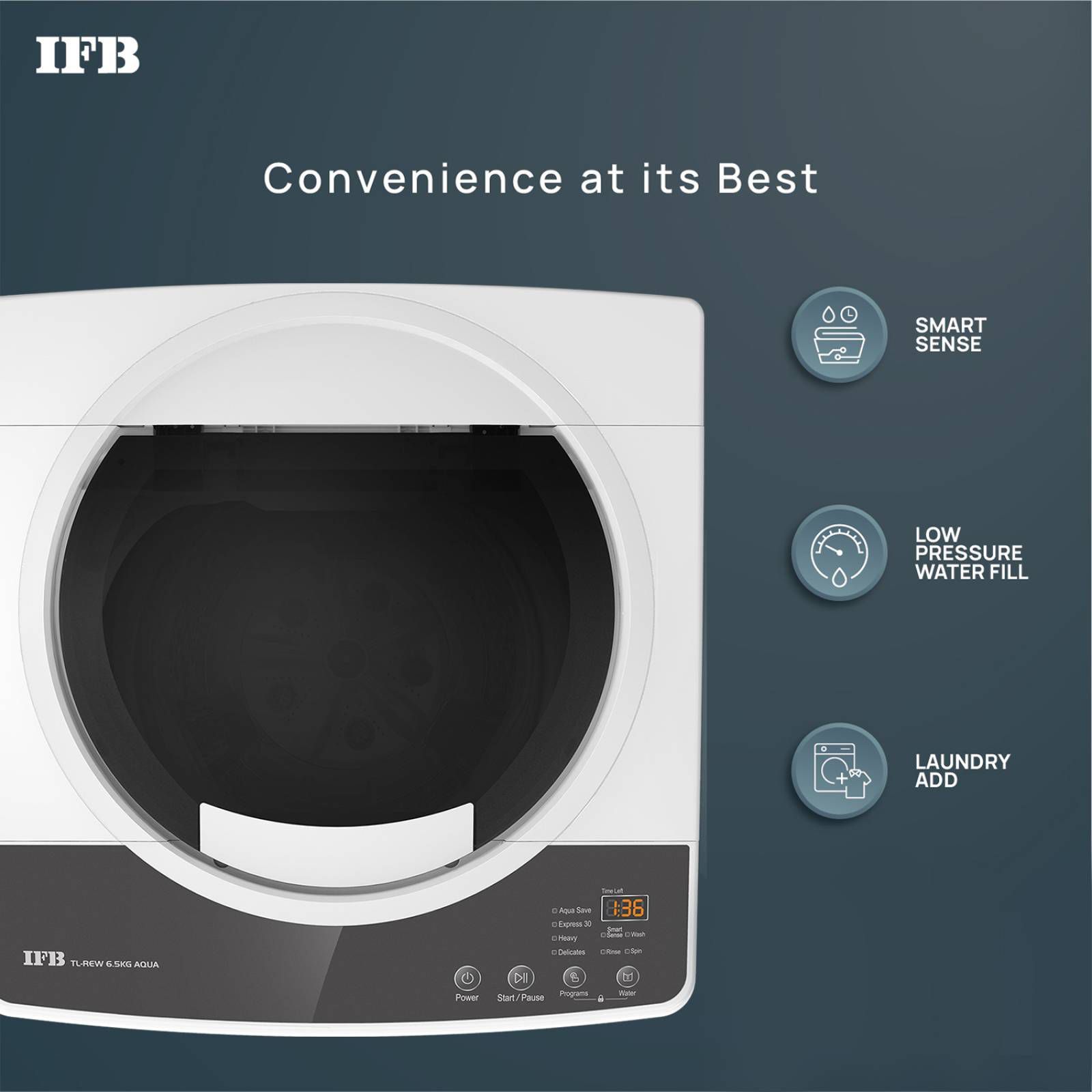 IFB 6.5 kg 5 Star Fully Automatic Top Load Washing Machine (Aqua, TLREW, AI Technology, White)_14