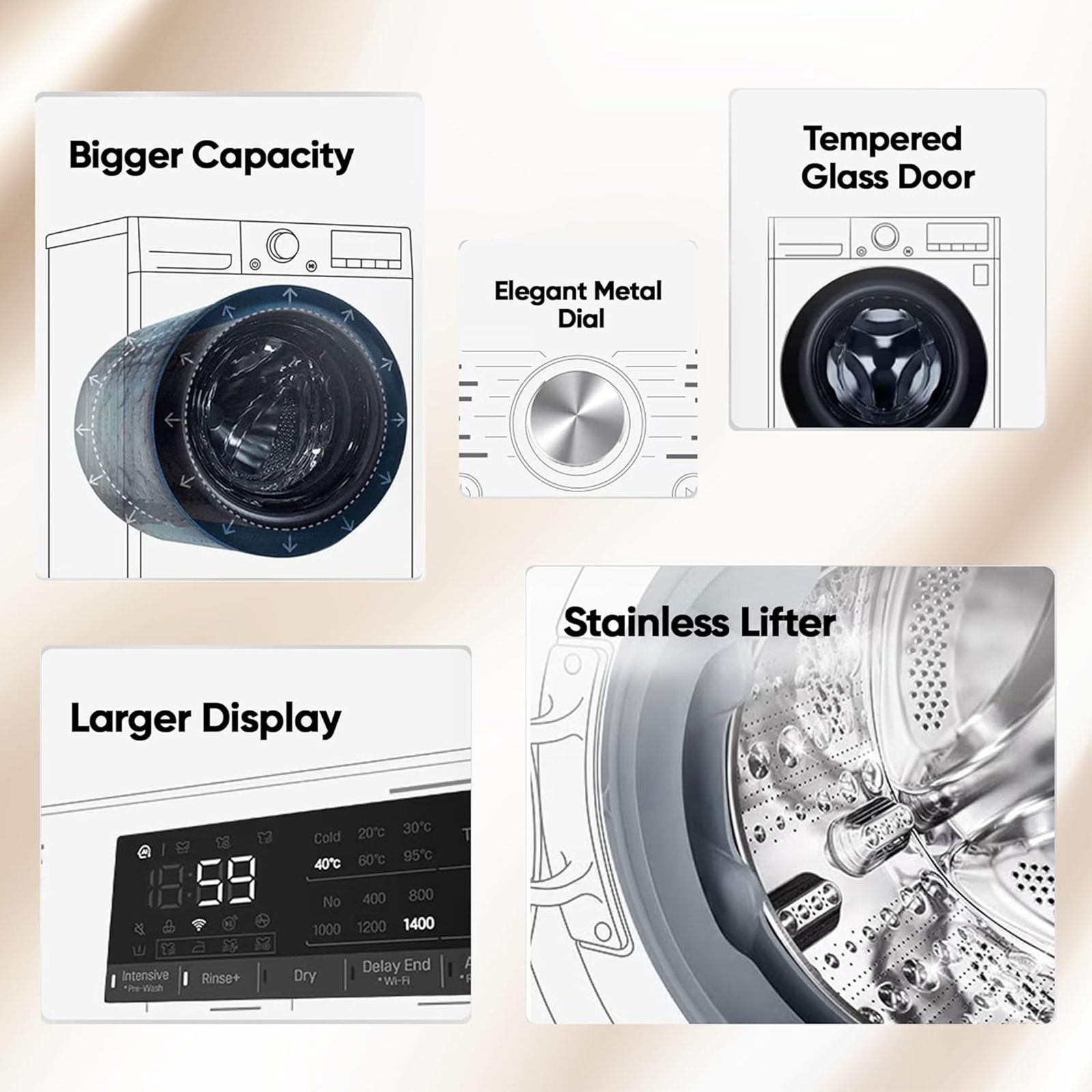 LG Vivace 11 kg/7 kg 5 Star Fully Automatic Front Load Washer Dryer Combo (AI Direct Drive Technology, FHD1107STB.ABLQEIL, Black VCM)_17