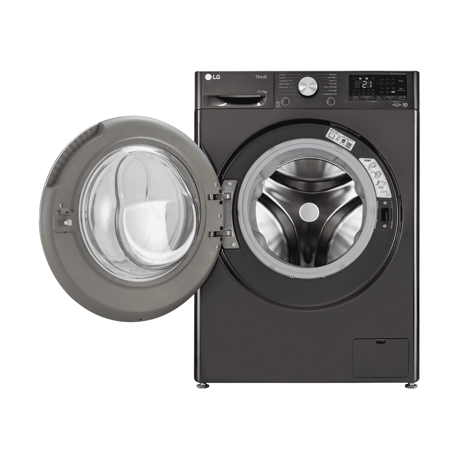 LG Vivace 11 kg/7 kg 5 Star Fully Automatic Front Load Washer Dryer Combo (AI Direct Drive Technology, FHD1107STB.ABLQEIL, Black VCM)_6