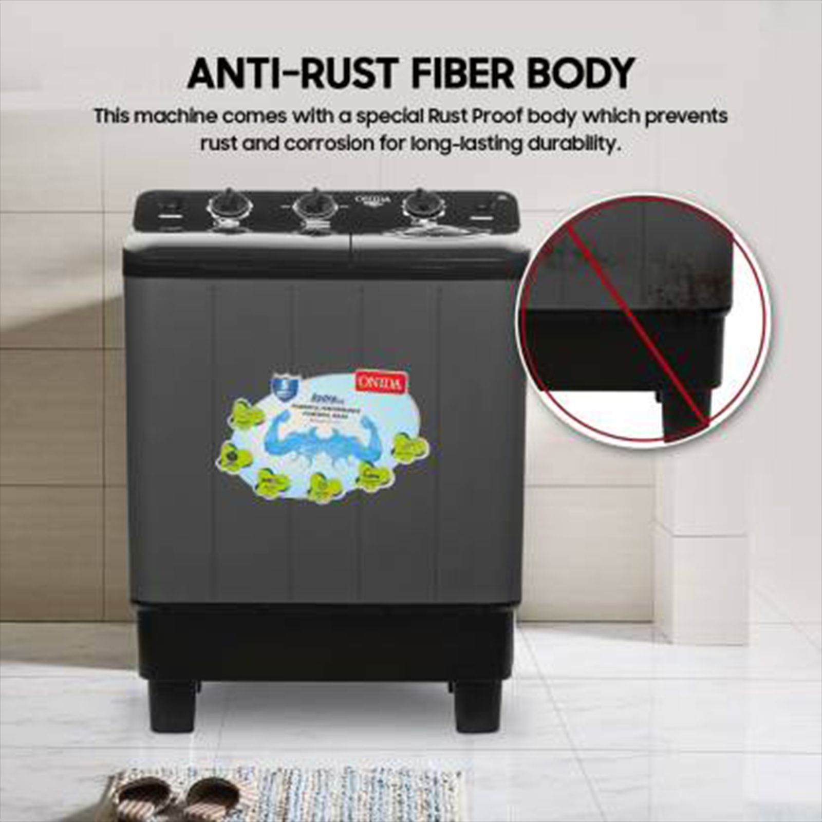 ONIDA 7 kg Semi-Automatic Top Load Washing Machine (S70GR, 5 Spin Storm Pulsator, Black & Grey)_11