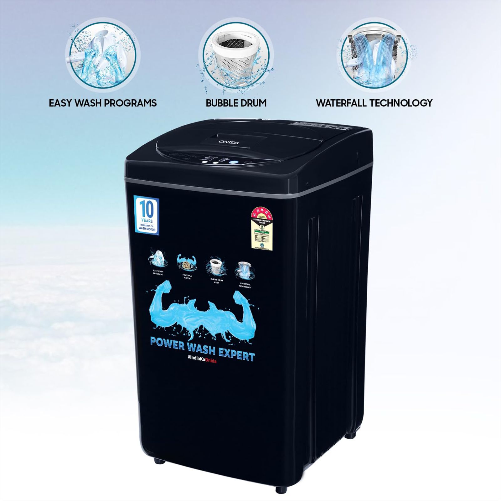 ONIDA 6.5 kg 5 Star Fully Automatic Top Load Washing Machine (T65CDN, Bubble Drum Technology, Black)_14