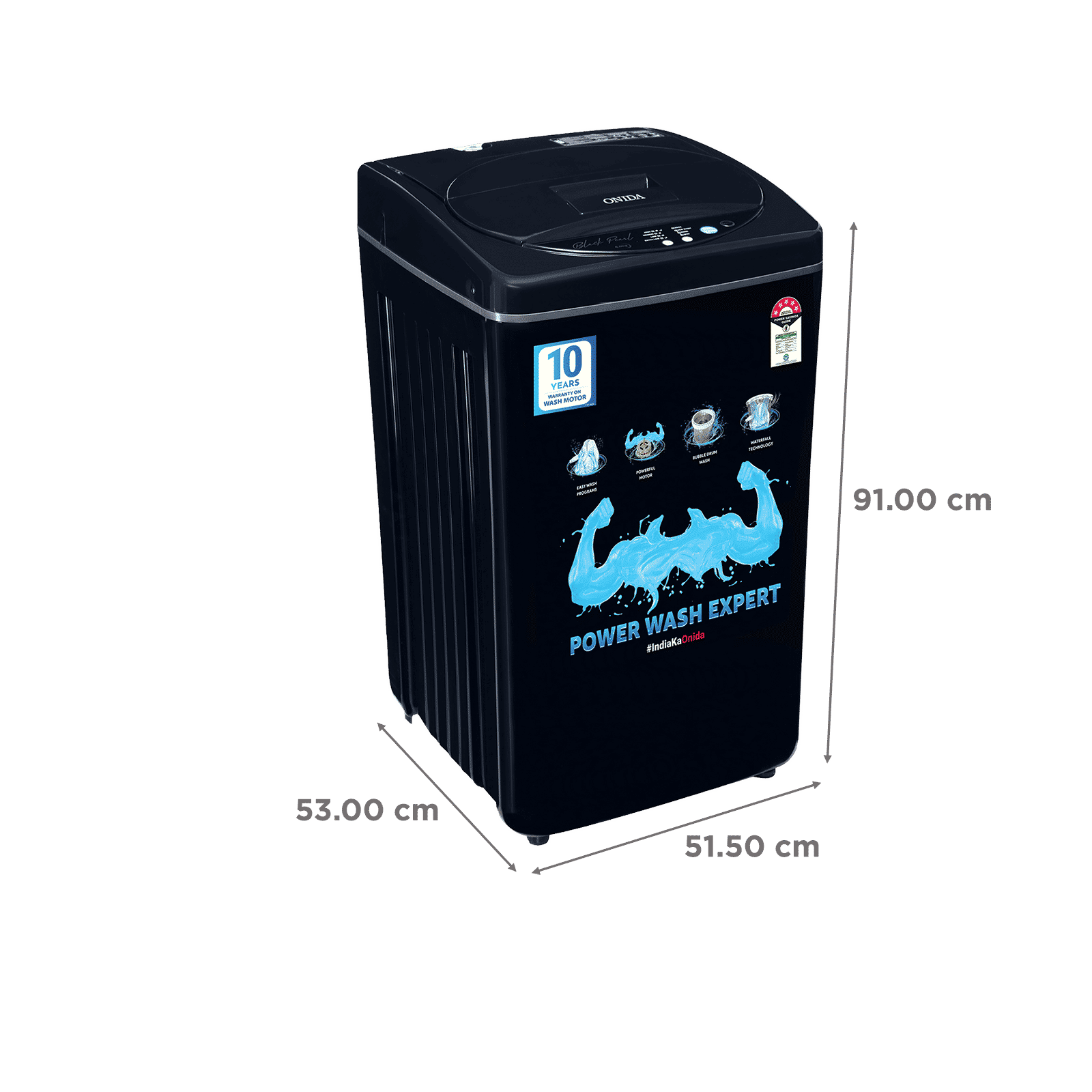 ONIDA 6.5 kg 5 Star Fully Automatic Top Load Washing Machine (T65CDN, Bubble Drum Technology, Black)_3