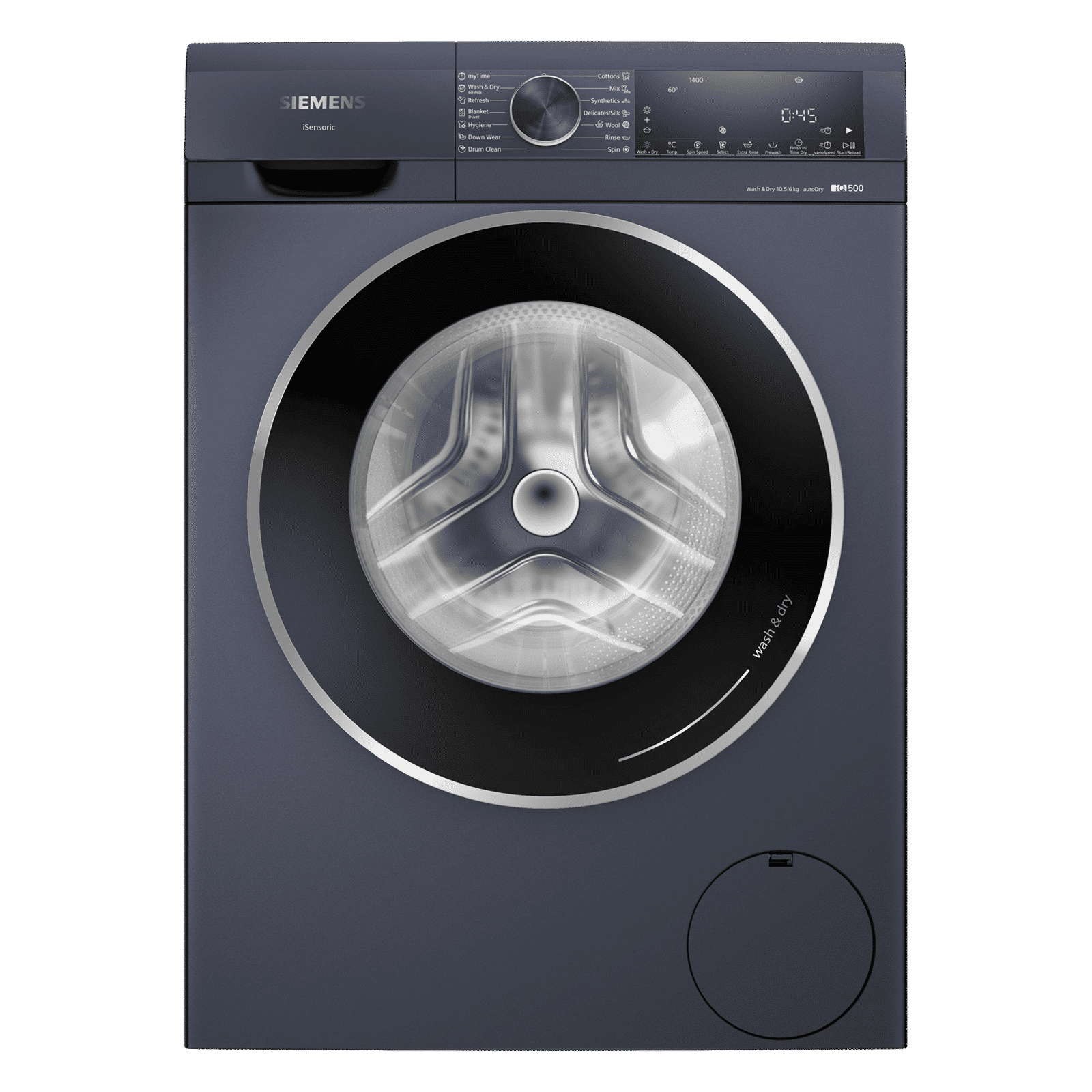 SIEMENS 10.5 kg/6 kg Fully Automatic Front Load Washer Dryer Combo (Multiple Water Protection, WNE4A2UPIN, Dark Blue)_1