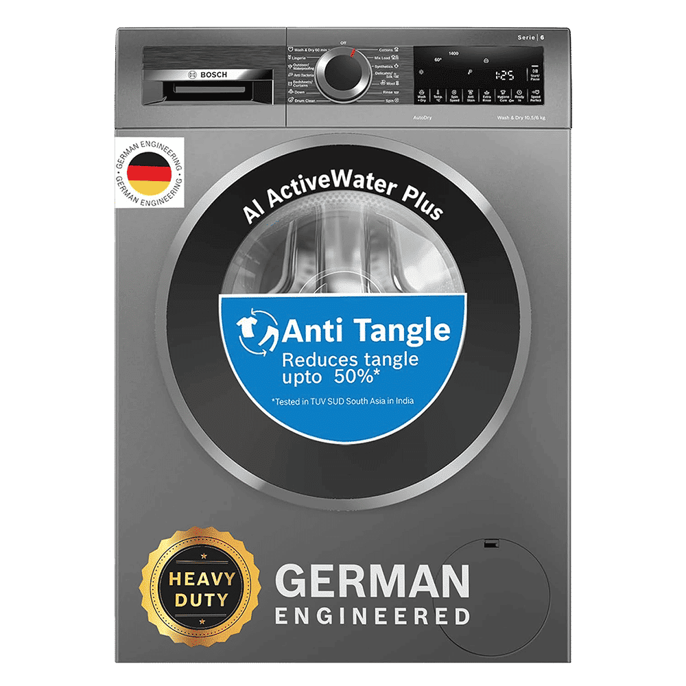 BOSCH 10.5/6 kg 5 Star Fully Automatic Front Load Washer Dryer(Series 6, WNA2E4U1IN, In-built Heater, Grey) BOSCH 10.5/6 kg 5 Star Fully Automatic Front Load Washer Dryer(Series 6, WNA2E4U1IN, In-built Heater, Grey)_1